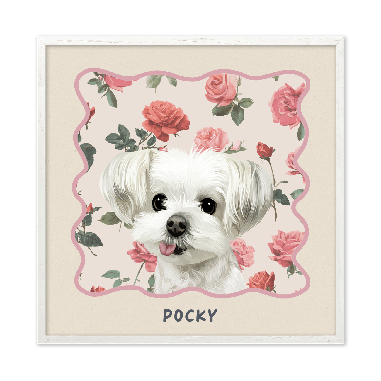 1petportrait-square-vintagerosegardenpattern_White-Oak-Frame.png
