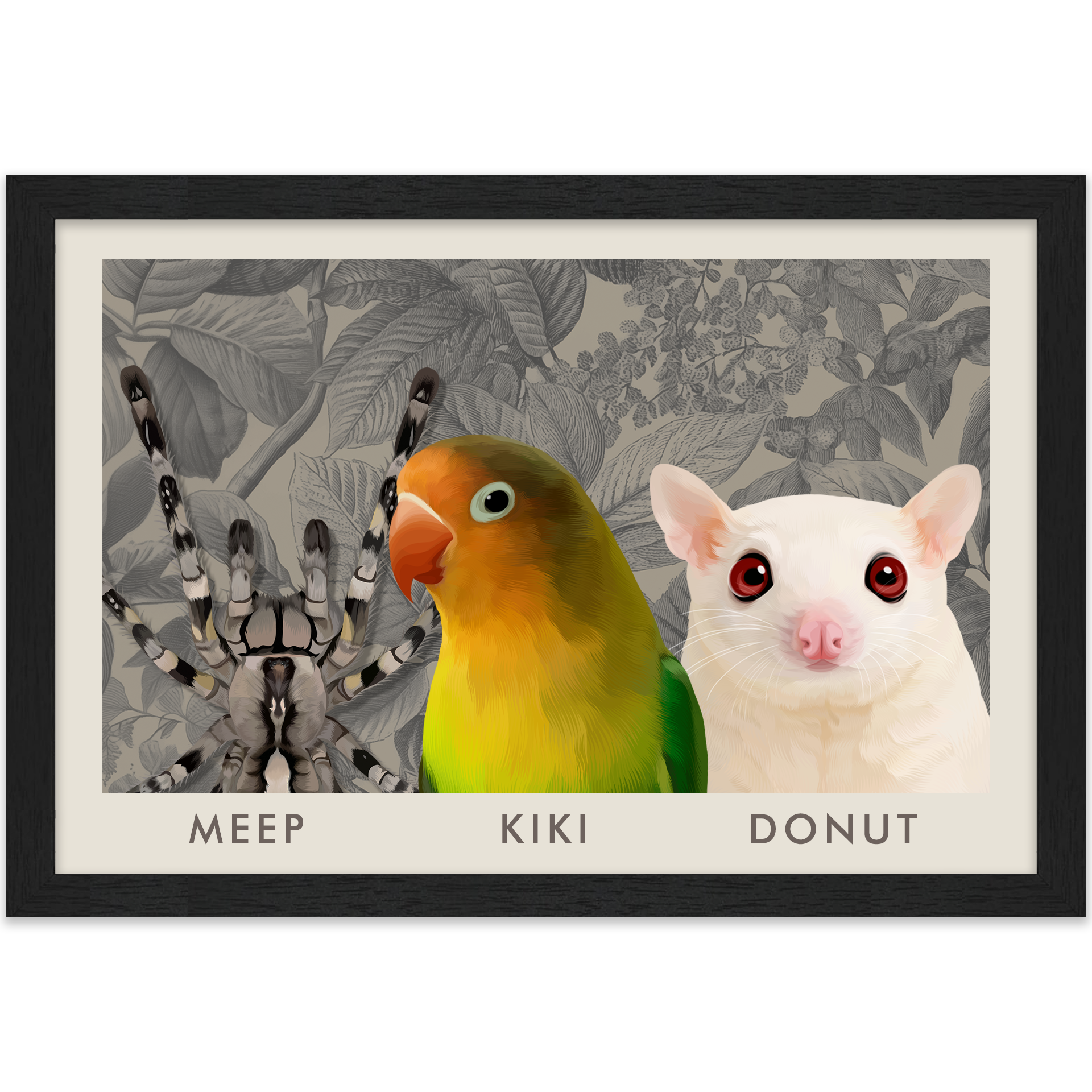 3petportrait-horizontal-vintagebotanicalengravedleaves_Standard-Black-Frame.png
