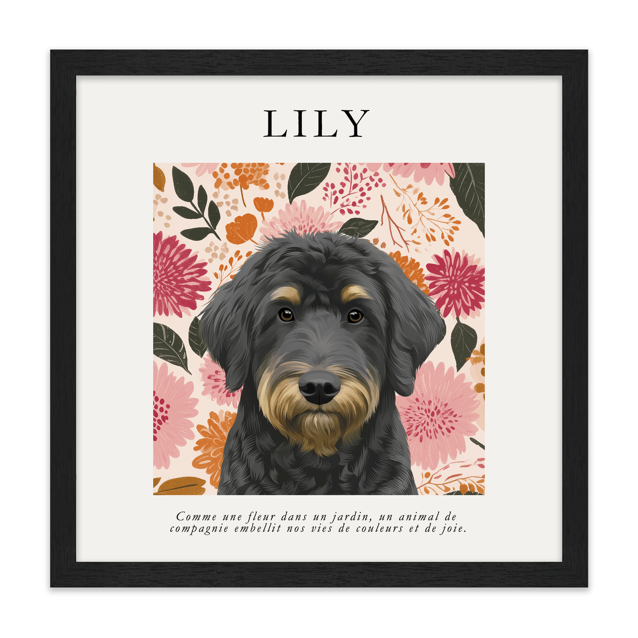1petportrait-square-warmgoldensunsetwildflowers_Standard-Black-Frame.png
