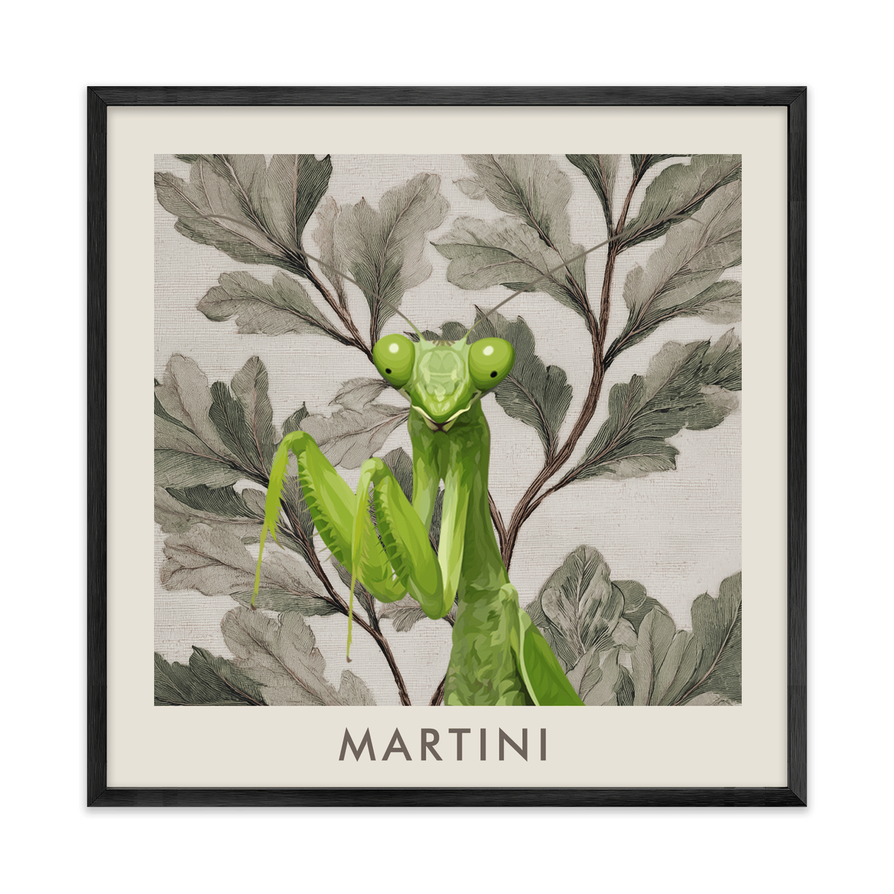 1petportrait-square-vintagebotanicaloakleaves_Metal-Frame.png