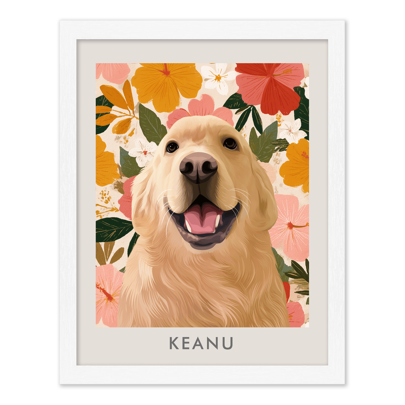 petportrait-vertical-goldenhawaiianhibiscussunset_Standard-White-Frame.png