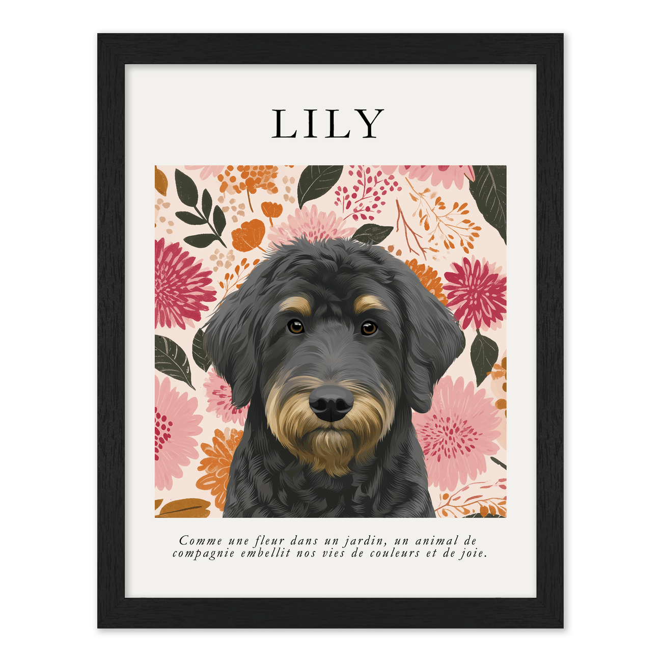 petportrait-vertical-warmgoldensunsetwildflowers_Standard-Black-Frame.png