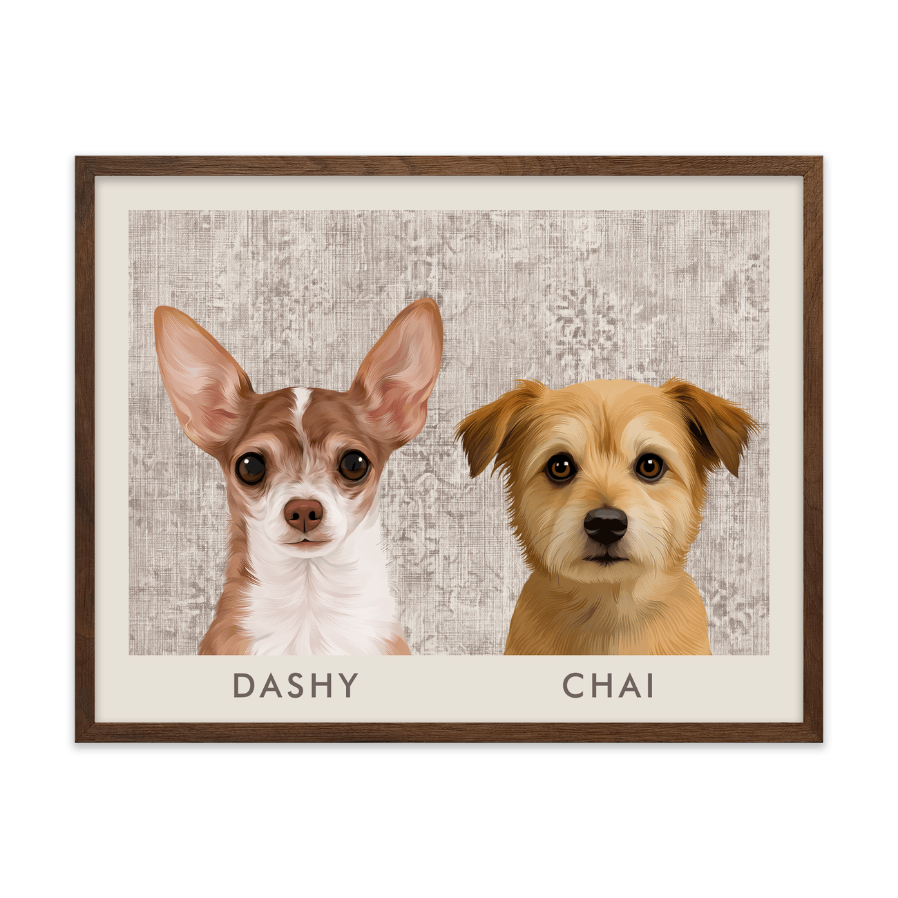 2petportrait-horizontal-vintagedistressedtextilepattern_Walnut-Frame.png