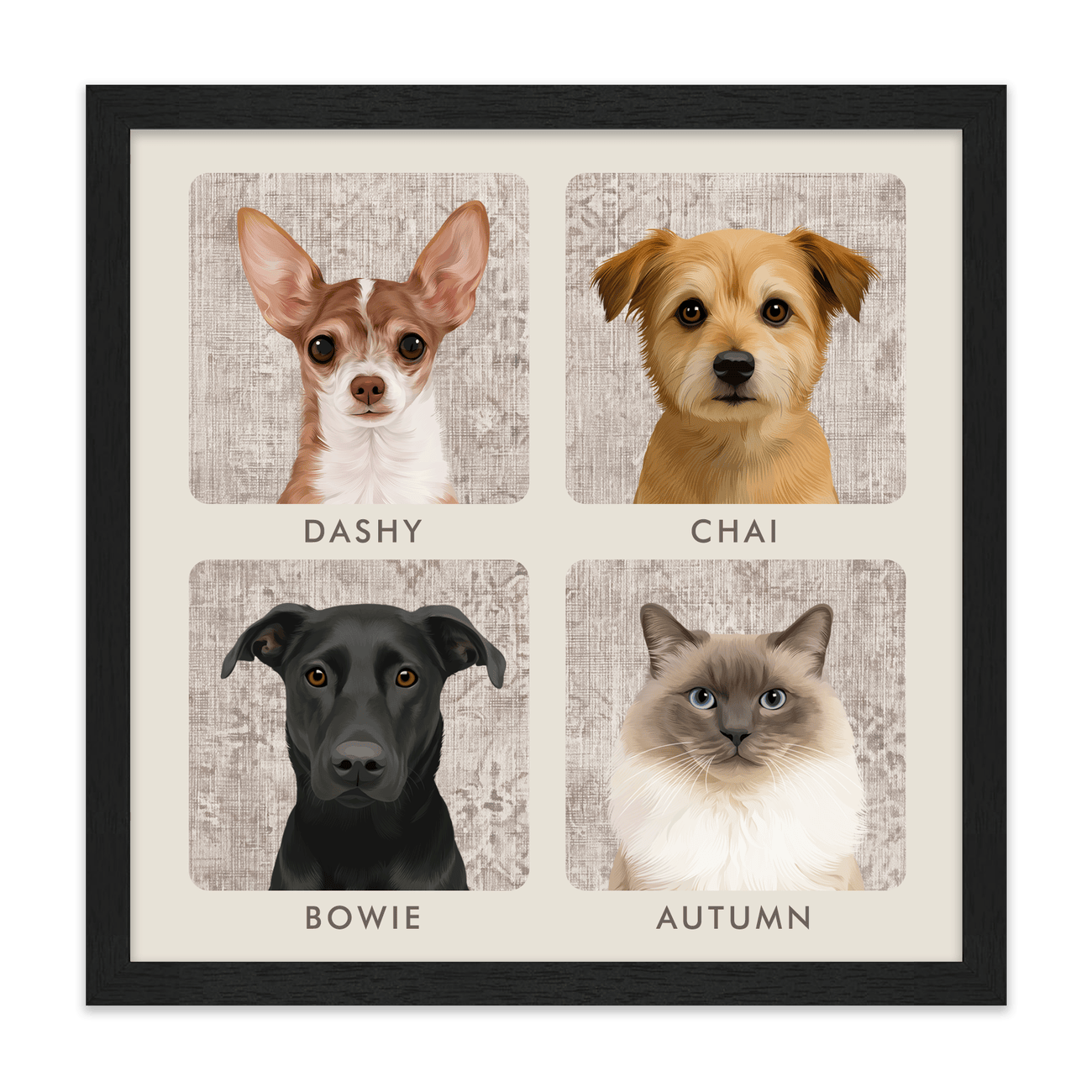 4petportrait-square-vintagedistressedtextilepattern_Standard-Black-Frame.png