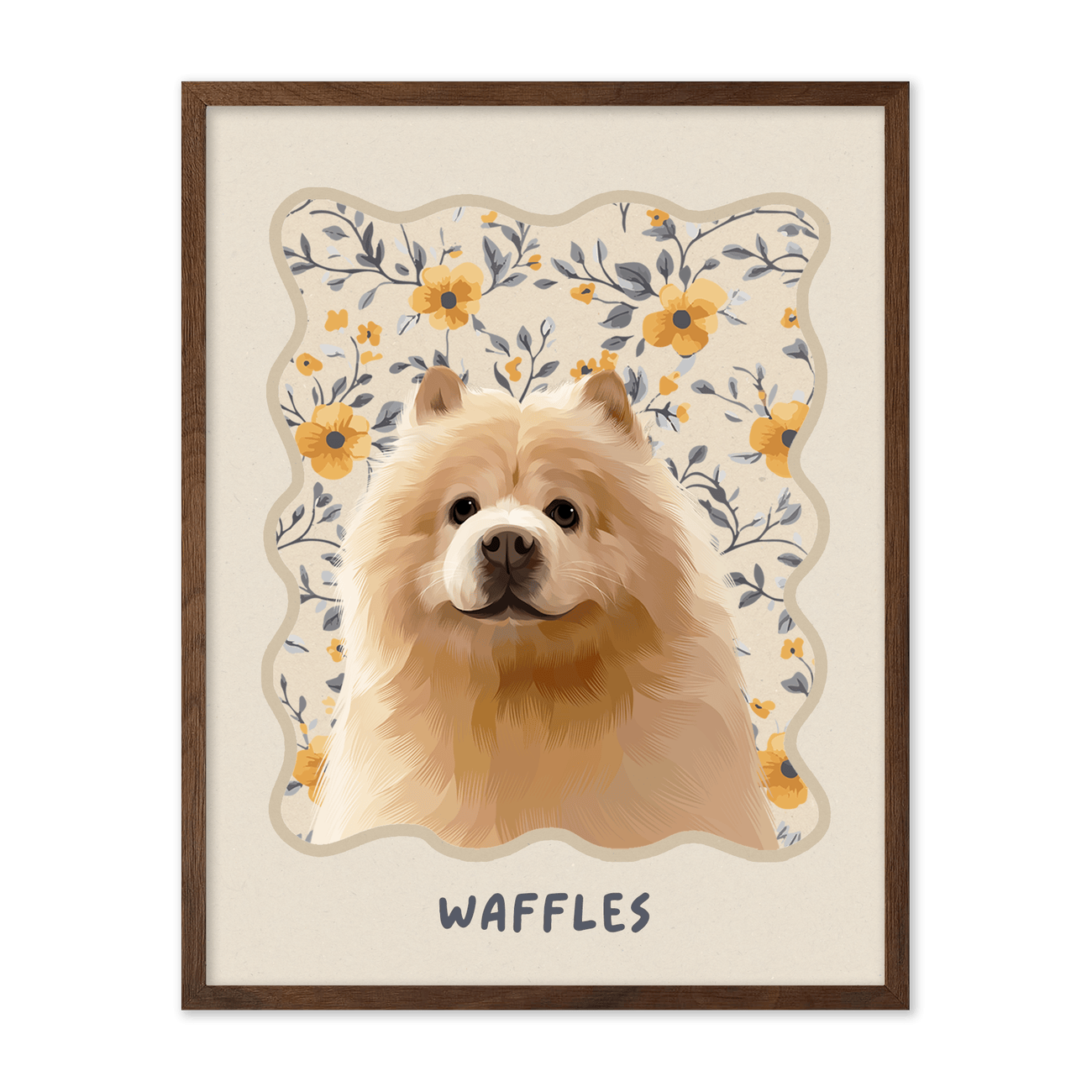 Vintage Yellow Floral Pattern Pet Portrait