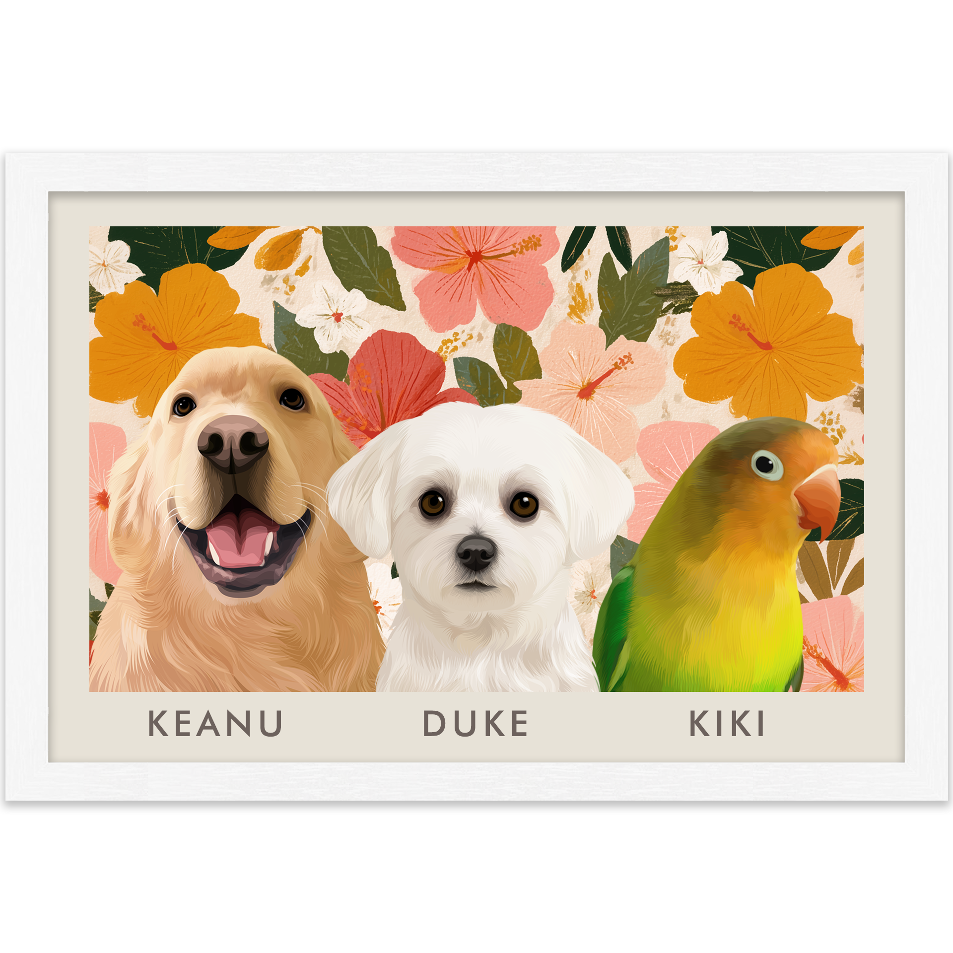 3petportrait-horizontal-goldenhawaiinhibiscussunset_Standard-White-Frame.png