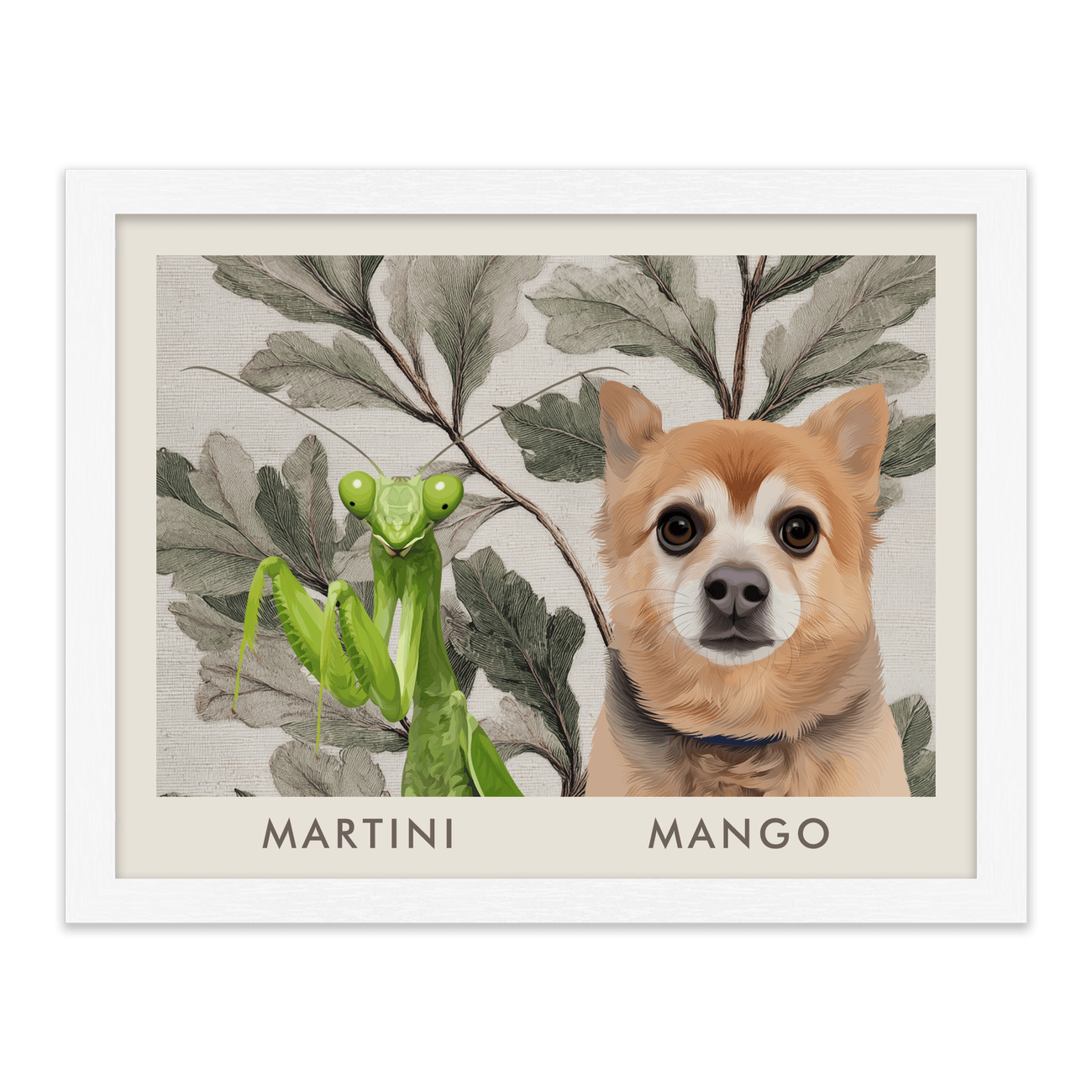 2petportrait-horizontal-vintagebotanicaloakleaves_Standard-White-Frame.png