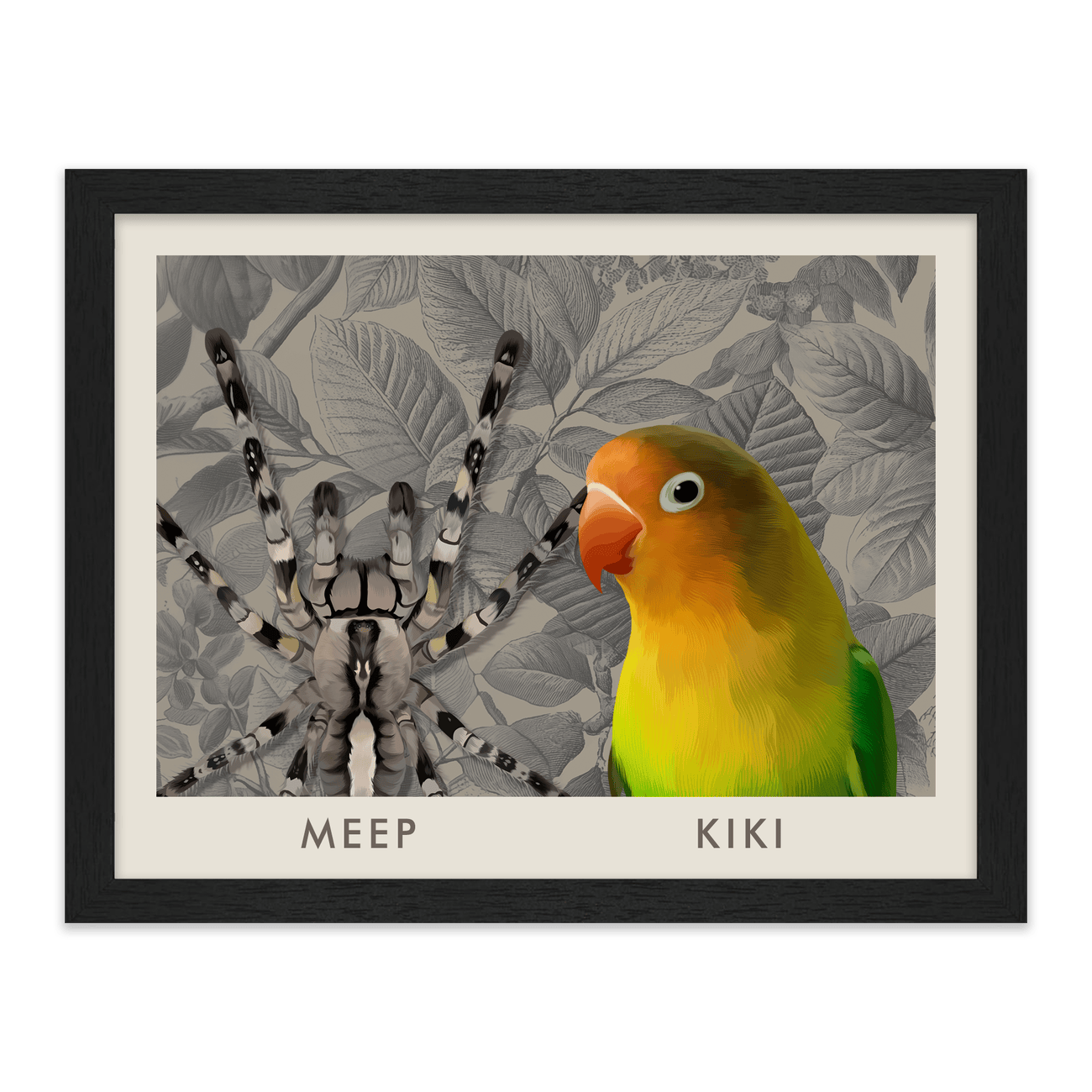 2petportrait-horizontal-vintagebotanicalengravedleaves_Standard-Black-Frame.png