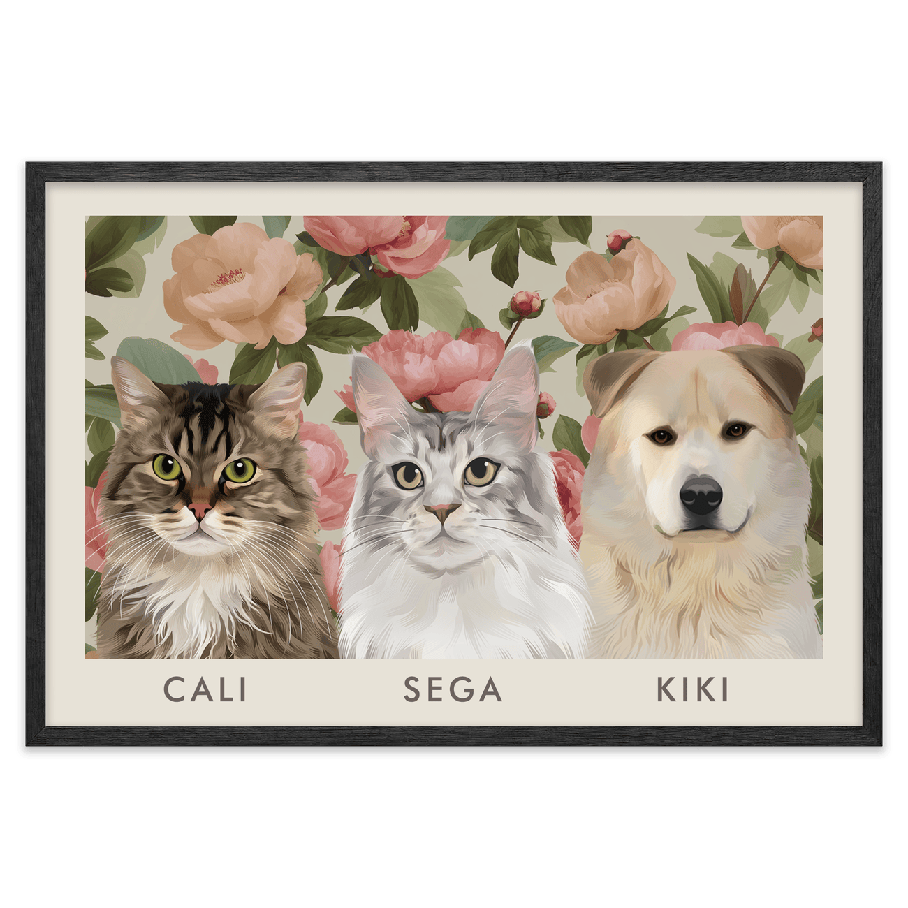 3petportrait-horizontal-vintageblushpinkpeonies_Black-Oak-Frame.png