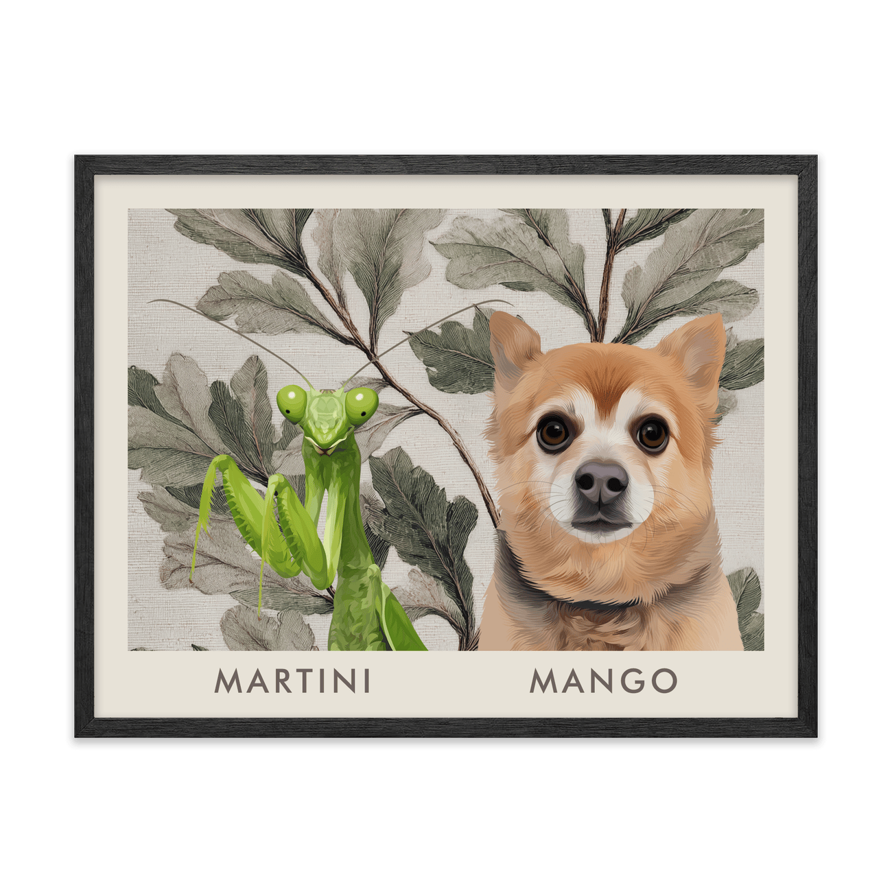 2petportrait-horizontal-vintagebotanicaloakleaves_Black-Oak-Frame.png
