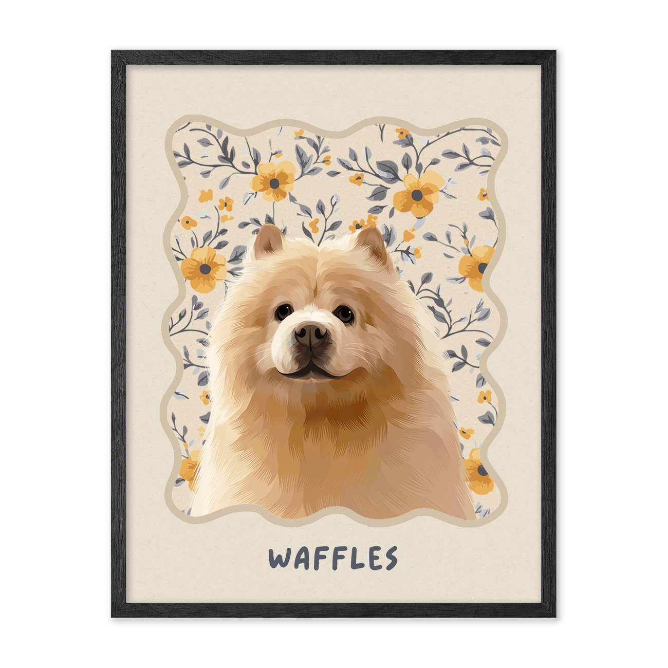 petportrait-vertical-vintageyellowfloralpattern_Black-Oak-Frame.png