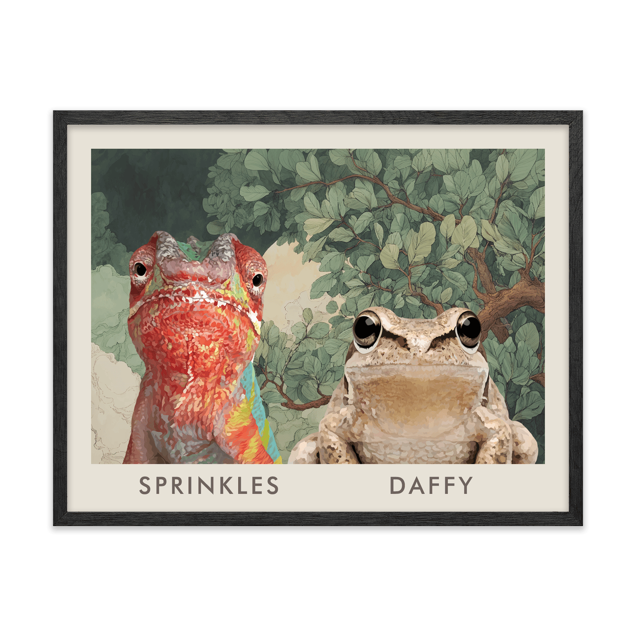 2petportrait-horizontal-enchantedjungleforestthemed_Black-Oak-Frame.png