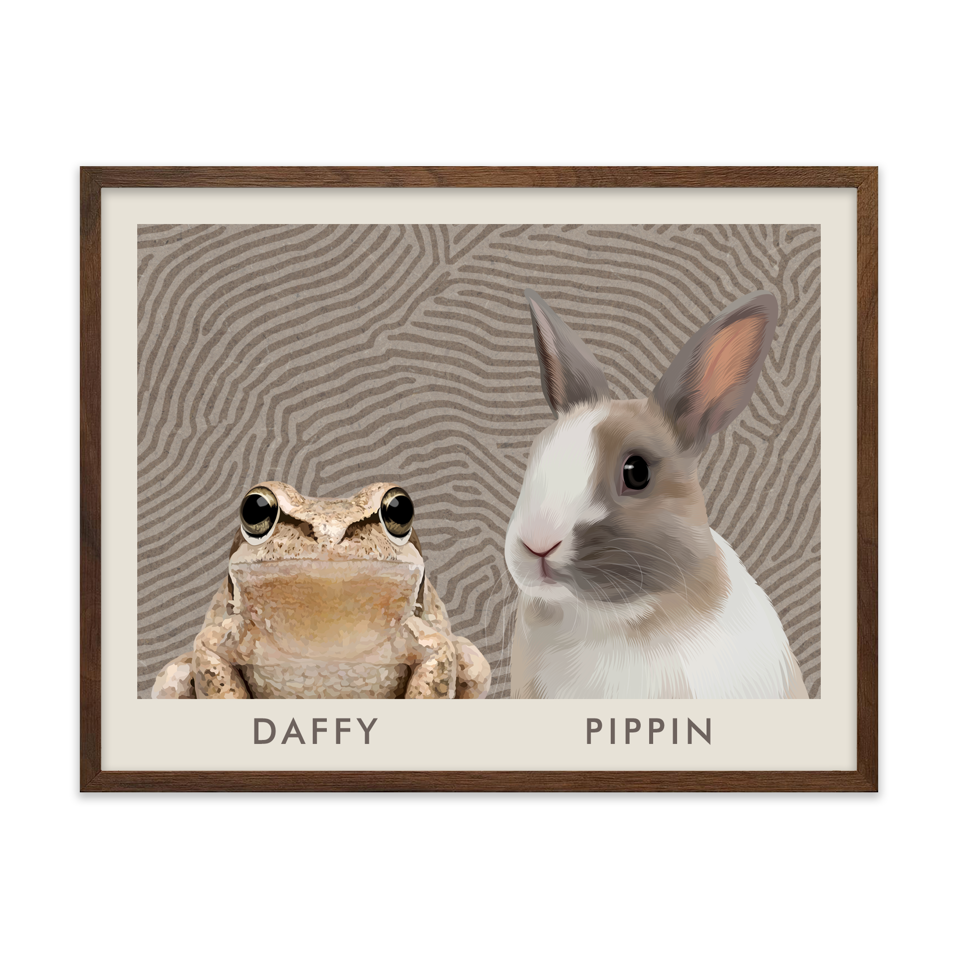 2petportrait-horizontal-organicterrainlinesminimalist_Walnut-Frame.png