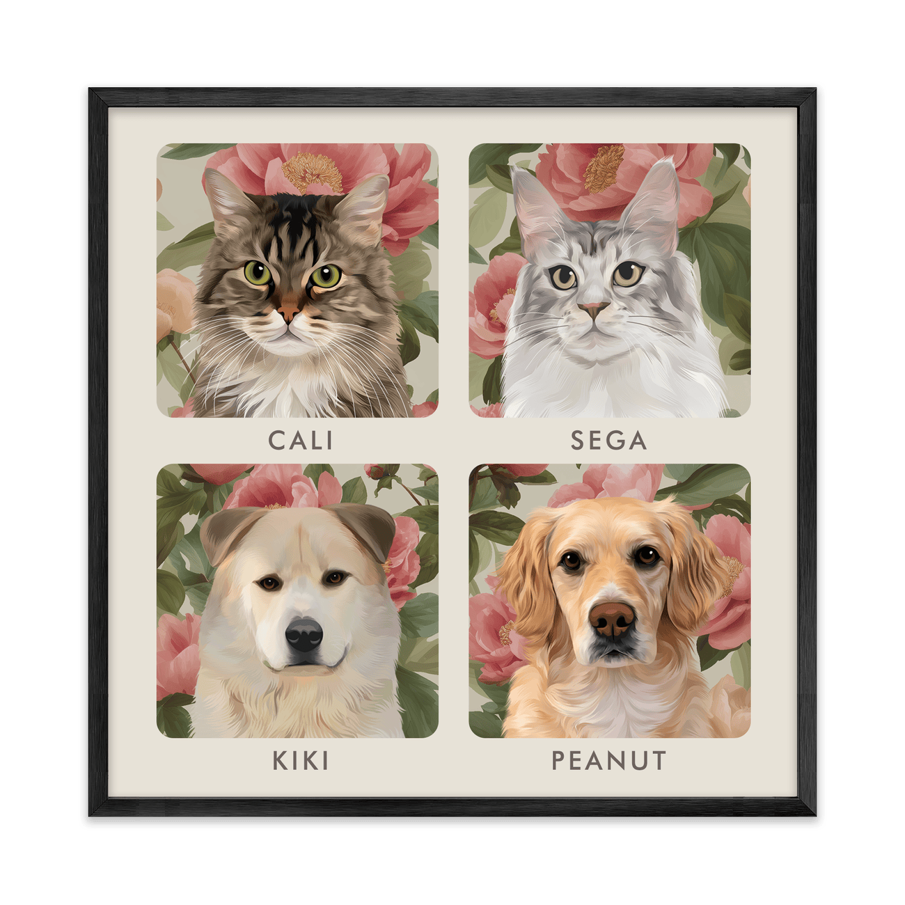 4petportrait-square-vintageblushpinkpeonies_Metal-Frame.png