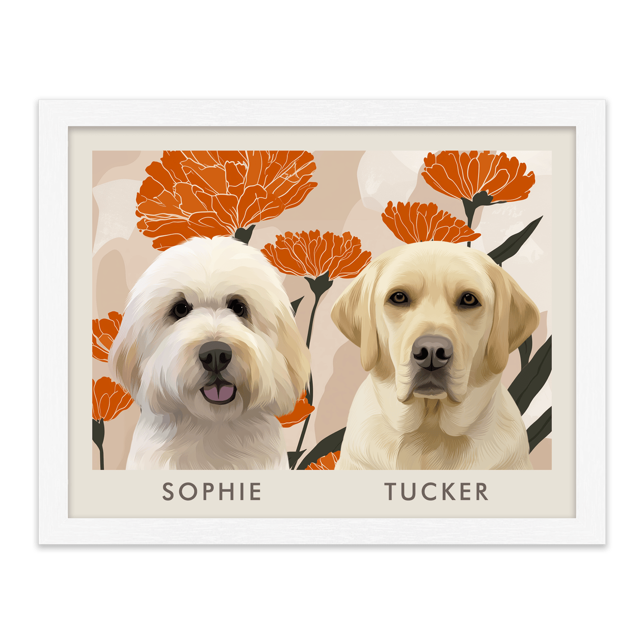 2petportrait-horizontal-bloomingmarigoldfloralillustration_Standard-White-Frame.png
