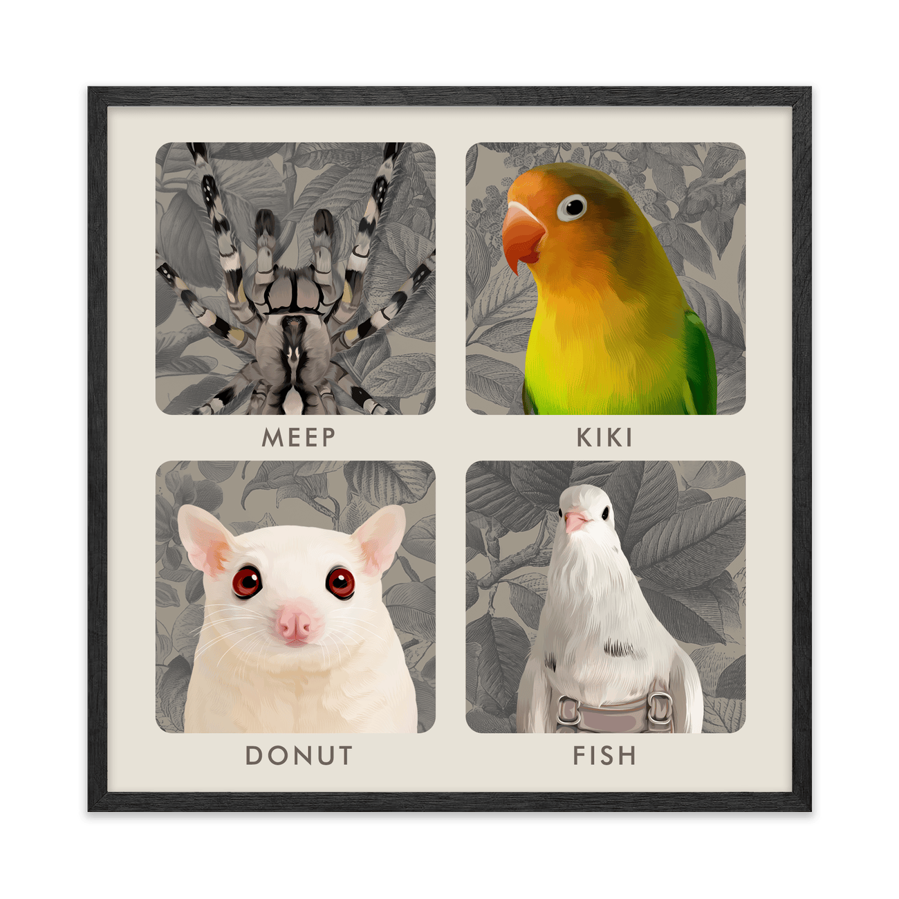 4petportrait-square-vintagebotanicalengravedleaves_Black-Oak-Frame.png