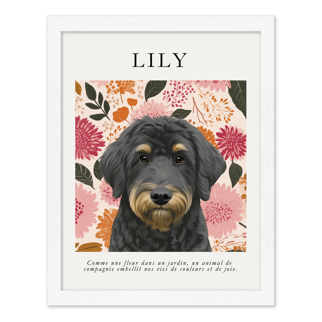 petportrait-vertical-warmgoldensunsetwildflowers_Standard-White-Frame.png