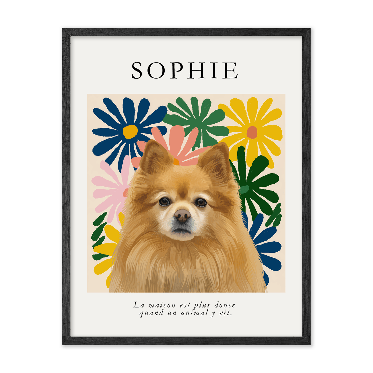 petportrait-vertical-modernmatisseinspiredfloral_Black-Oak-Frame.png