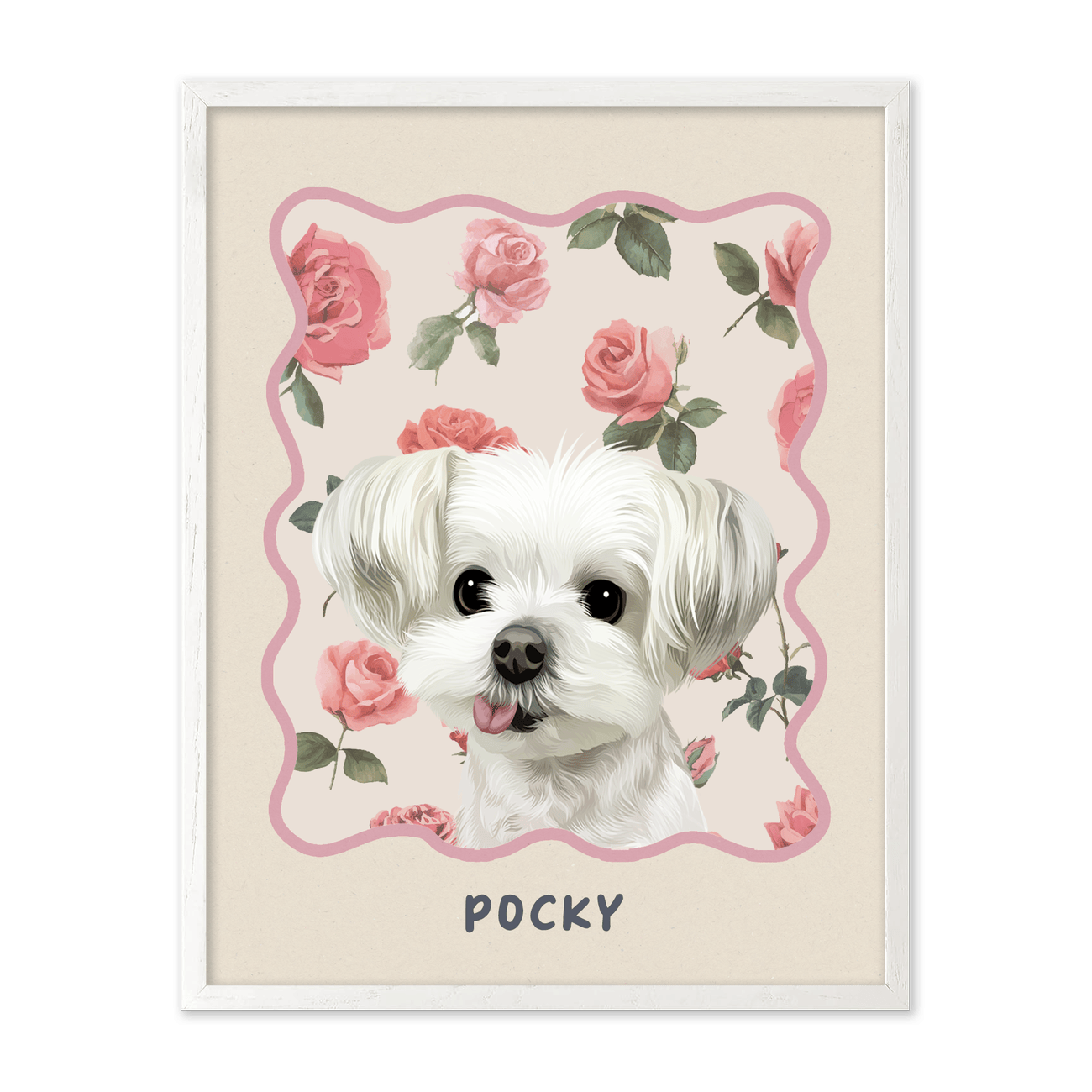1petportrait-vertical-vintagerosegardenpattern_White-Oak-Frame.png