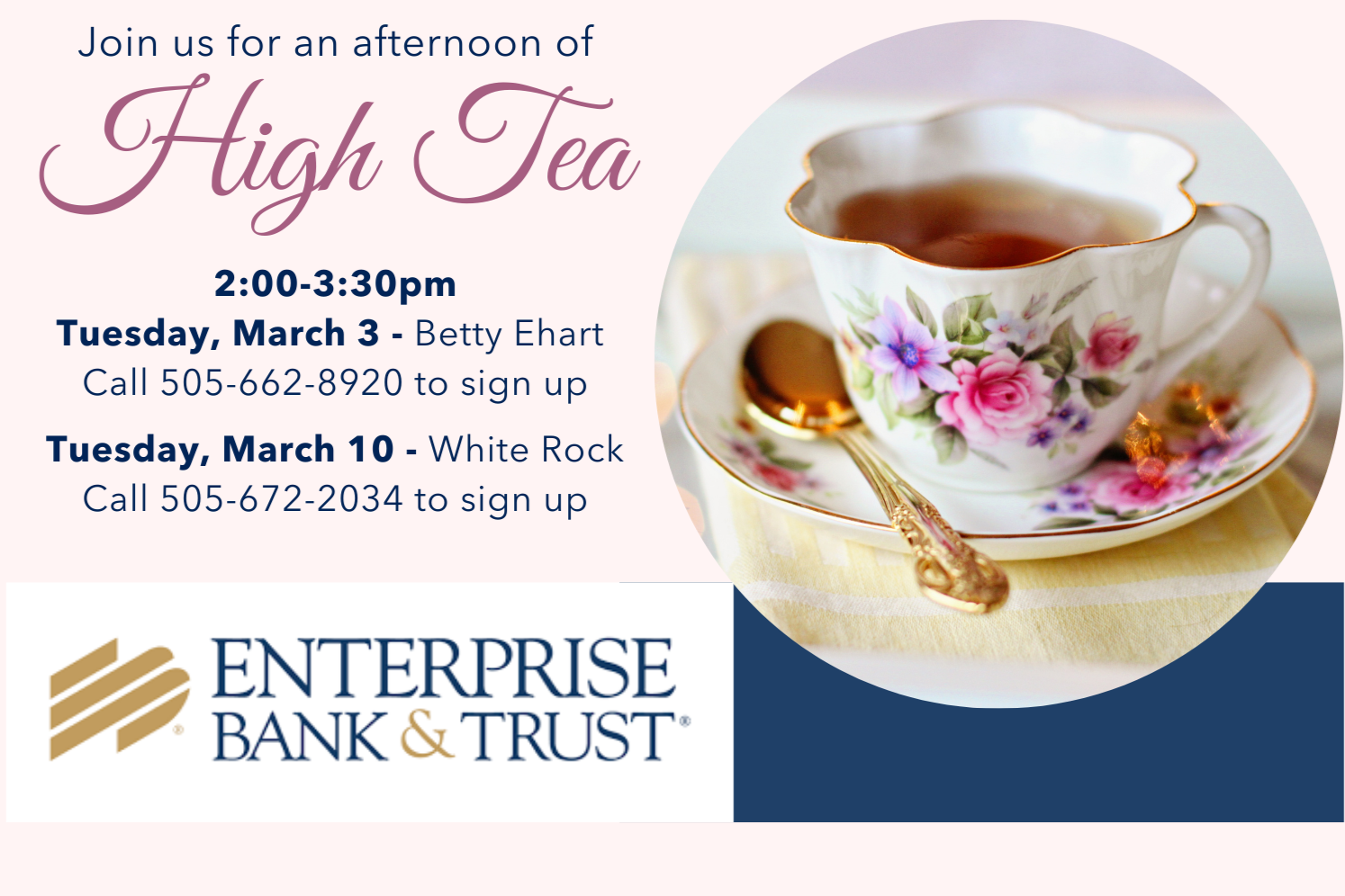 High Tea: Sponsored by Enterprise Bank &amp; Trust, WRSAC 