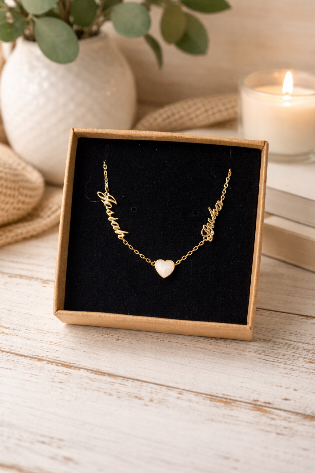 2 names with a heart Necklace