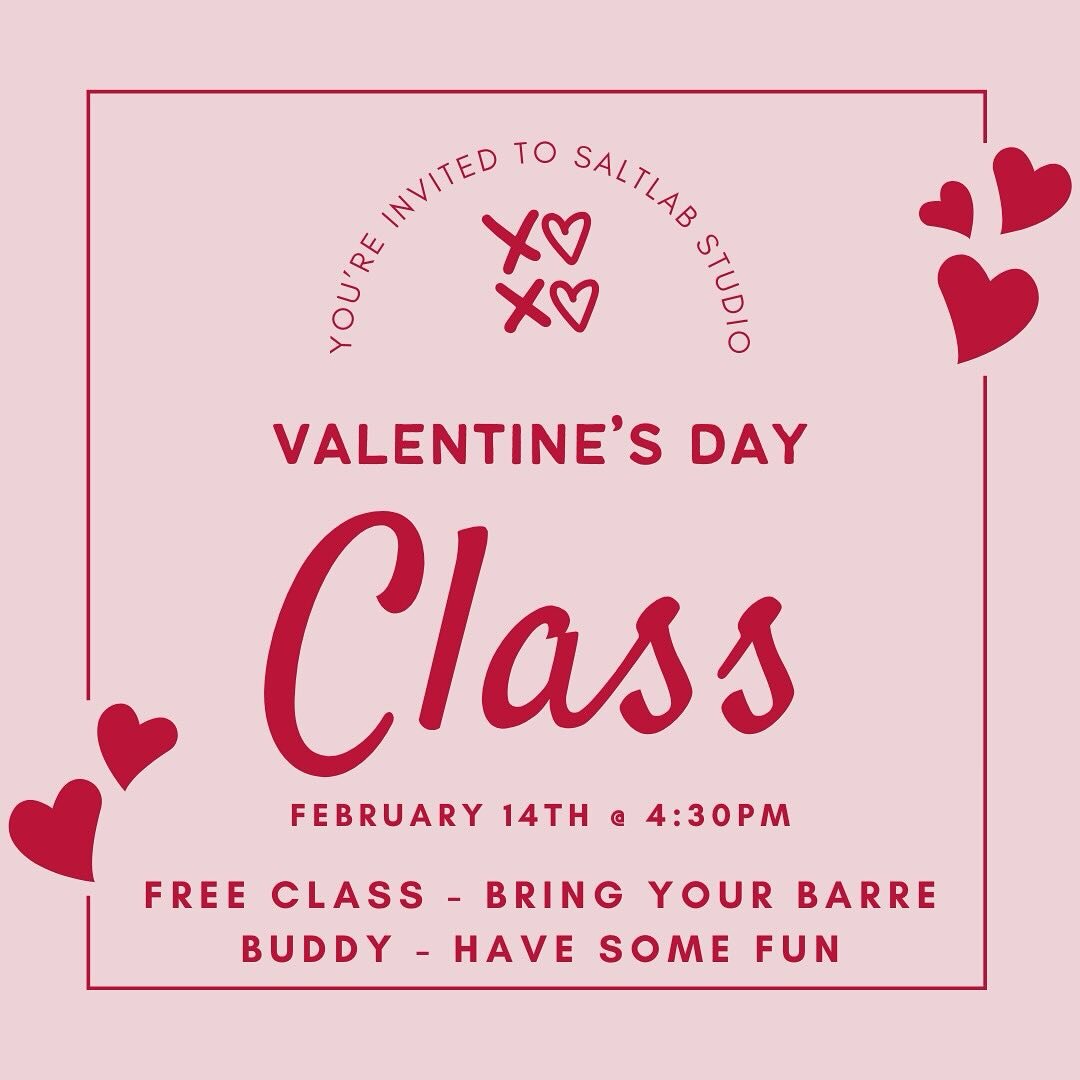 Join us tomorrow for a FREE Valentine&rsquo;s Day class!

Bring your barre bff or come solo! Don your pink, red or heart gear and let&rsquo;s have some fun!