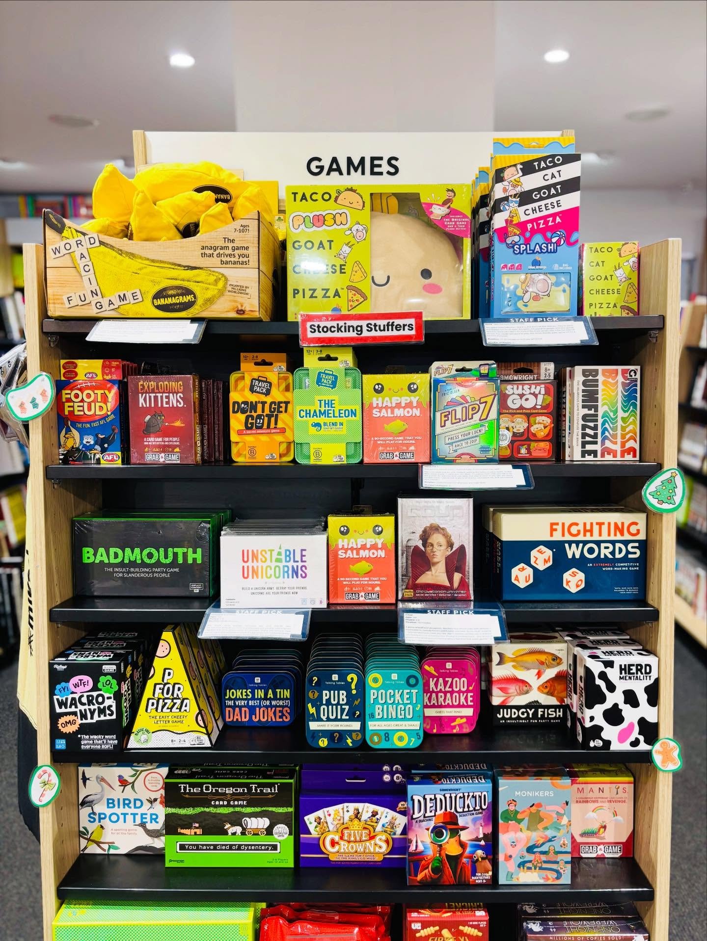 🎄Christmas Stocking Stuffers - Games Edition 🎄

Looking for last minute stocking stuffers? Check out our games display next to our games and manga section! 

For any inquiries, please call us on 8331 0946 📞

#dillonsbookshop #adelaide #norwood #lo