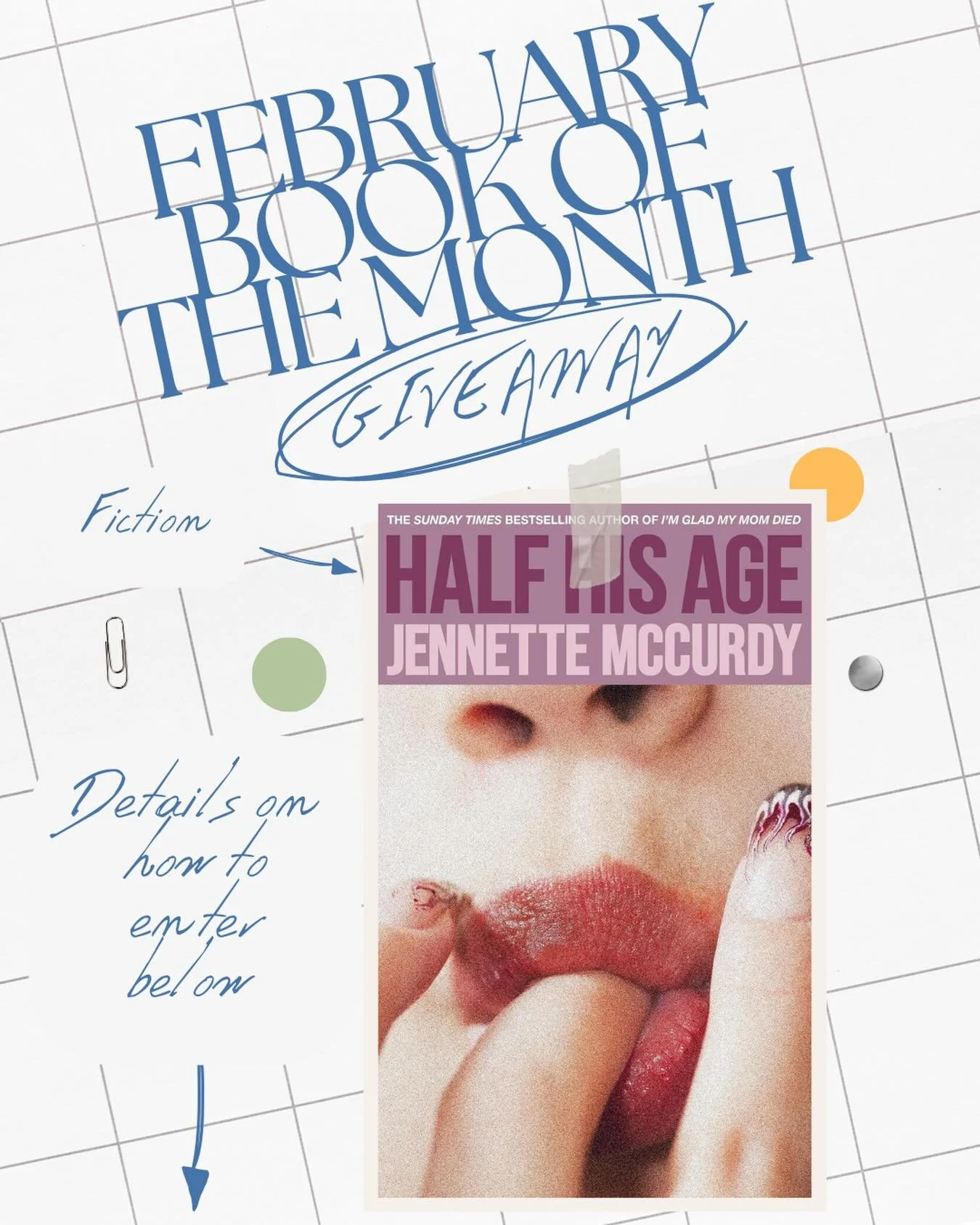 We&rsquo;re giving away a copy of our Fiction Book of the Month for February.  To enter:
- Make sure you follow us
- In one sentence, tell us why you want to read Jennette McCurdey&rsquo;s &lsquo;Half His Age&rsquo;
- An extra entry if you share this
