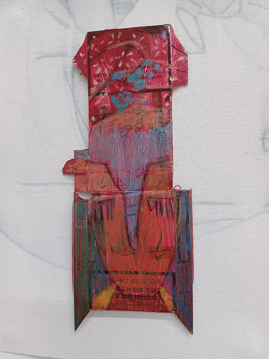 Traces of the Unseen, 2025-14, Oil pastel, 7.8" x 3"