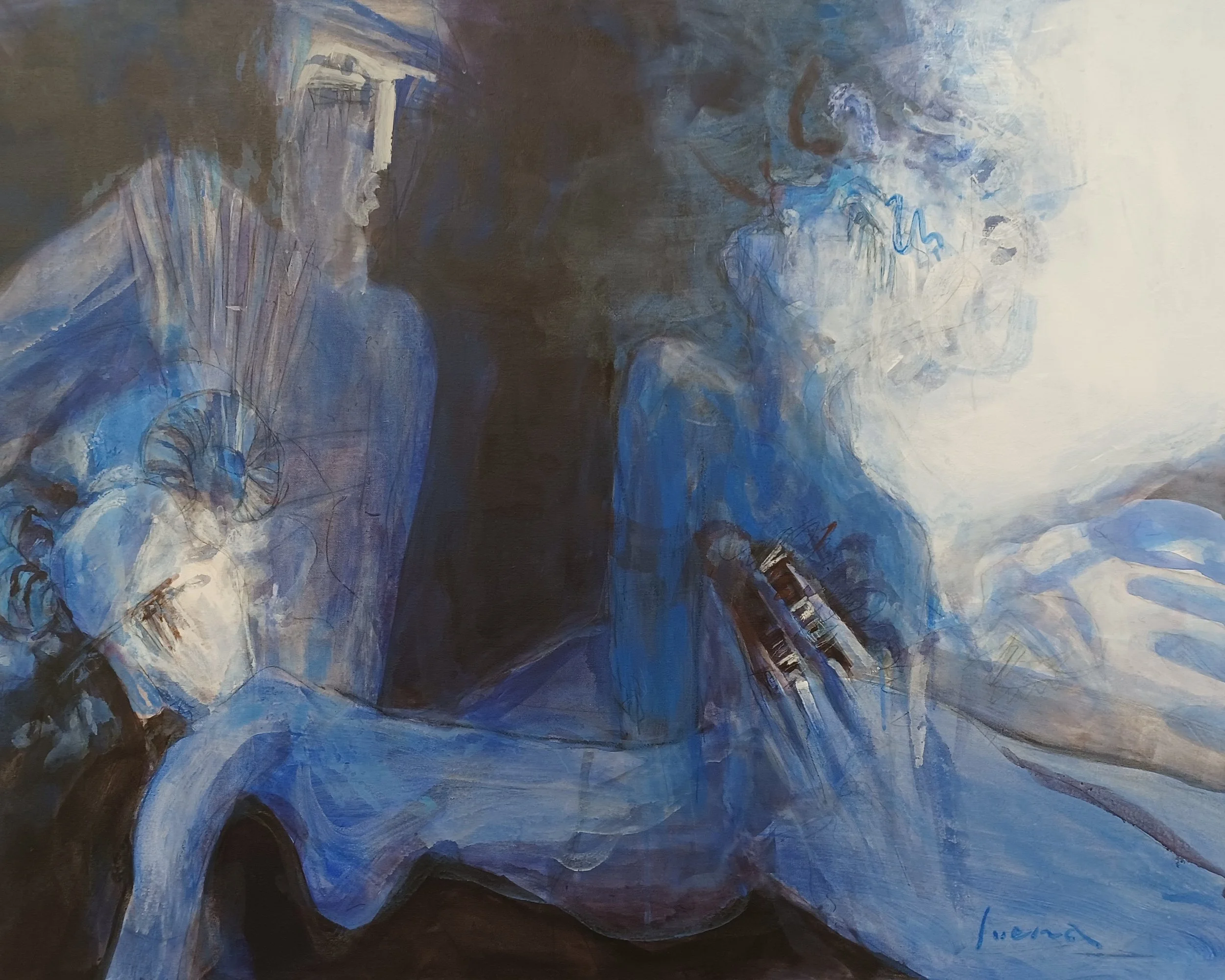 Traces of the Unseen, 2025, Acrylic on canvas, 40" x 50"
