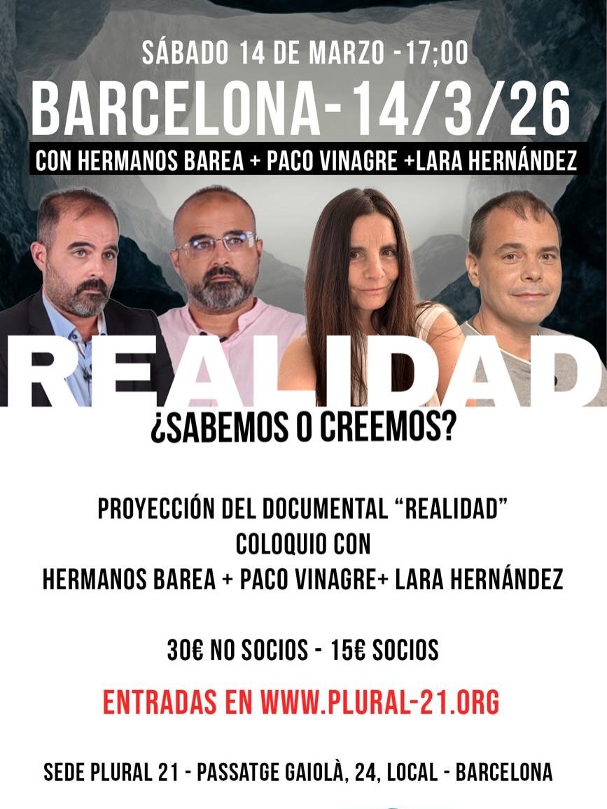 Proyecciones del documental &ldquo;Realidad&rdquo; con coloquios con invitados especiales.

👉🏻 7 de marzo- Bilbao - Entradas el www.flippityflop.es
👉🏻 14 de marzo- Barcelona- Entradas en info@plural-21.org
👉🏻 27 de marzo- Madrid - Entradas pr&o