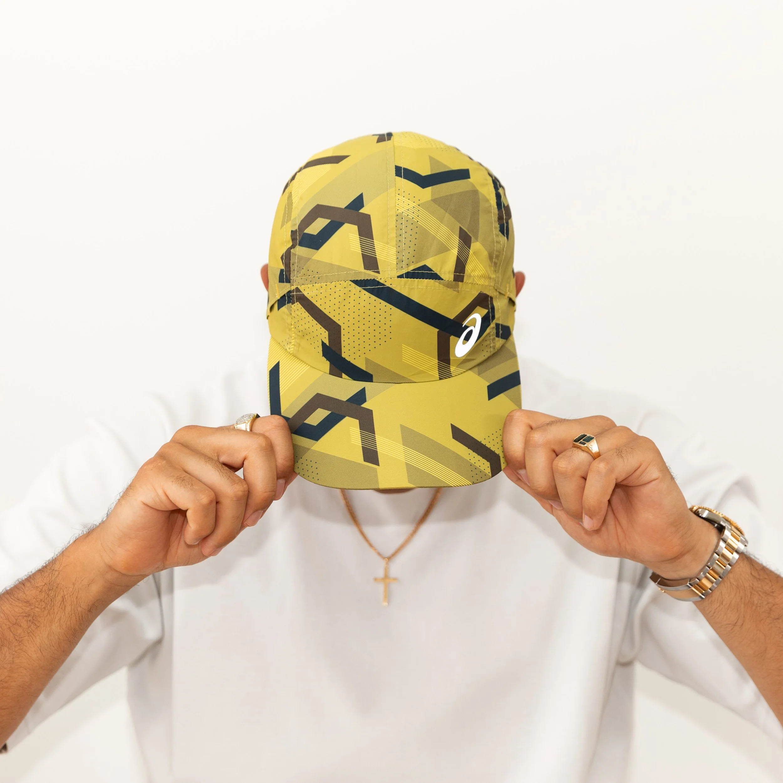 ASICS 5-Panel ‘Geometric’ Cap - Mustard Abstract