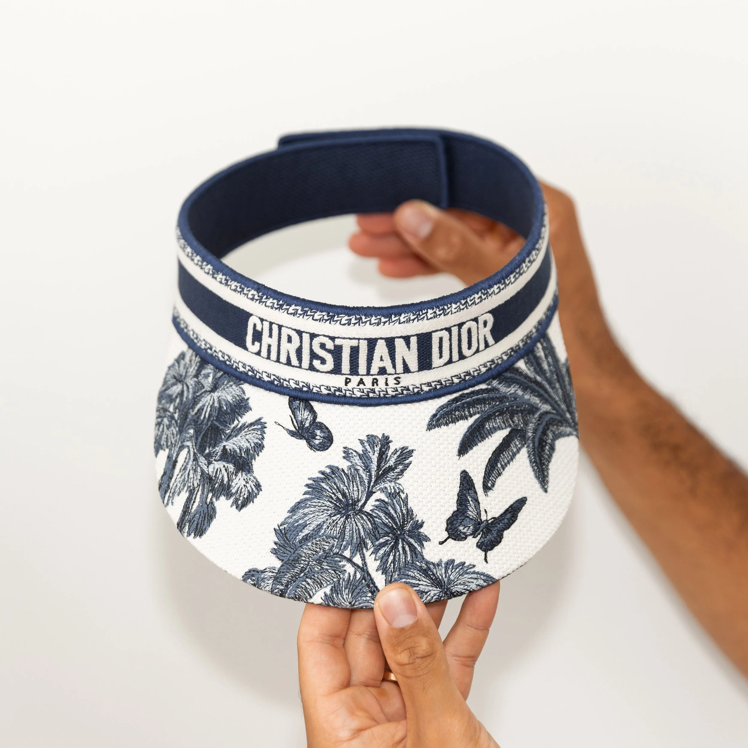 Christian Dior ‘Butterfly’ Sun Visor - White / Navy