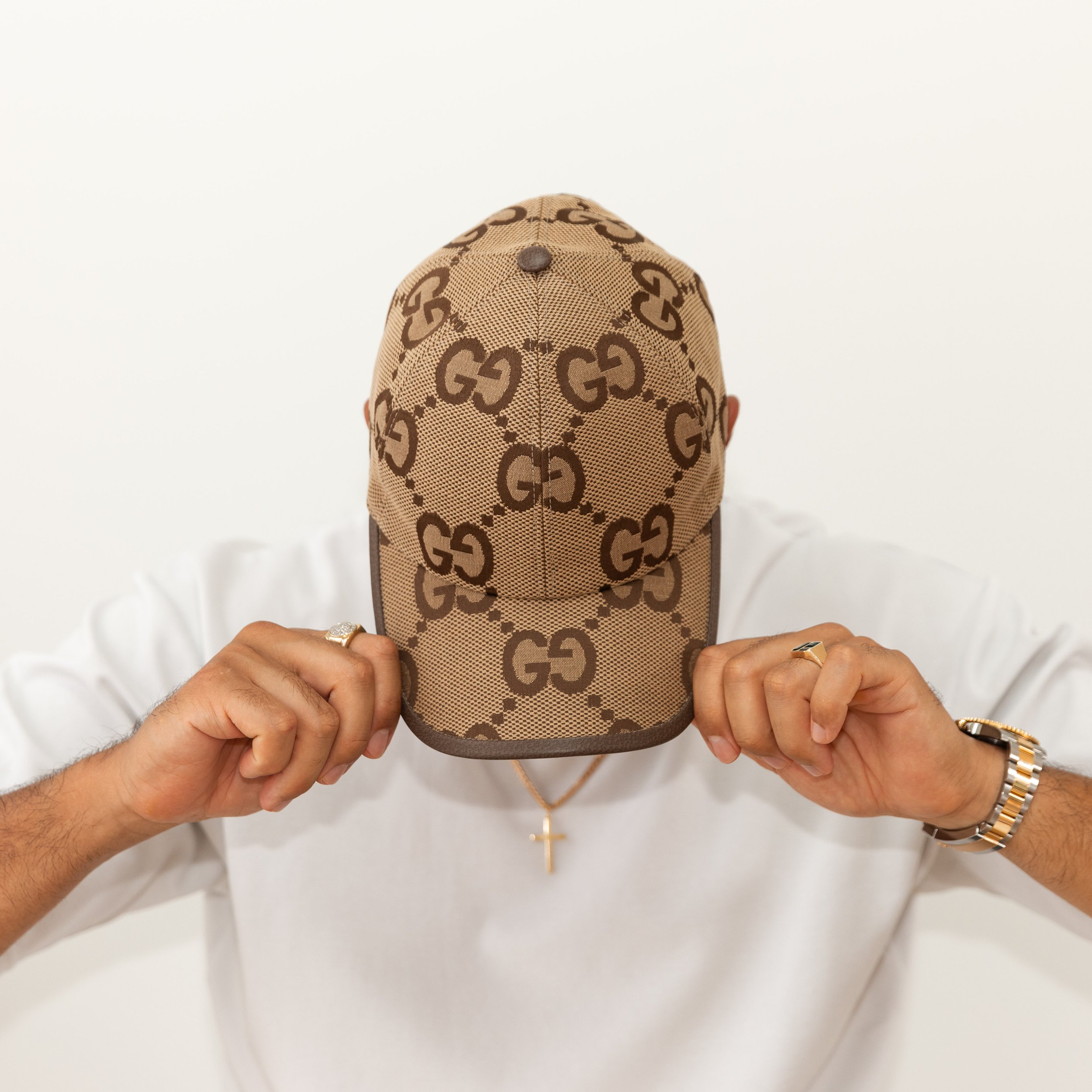 Gucci Jumbo GG Monogram Cap - Beige / Brown