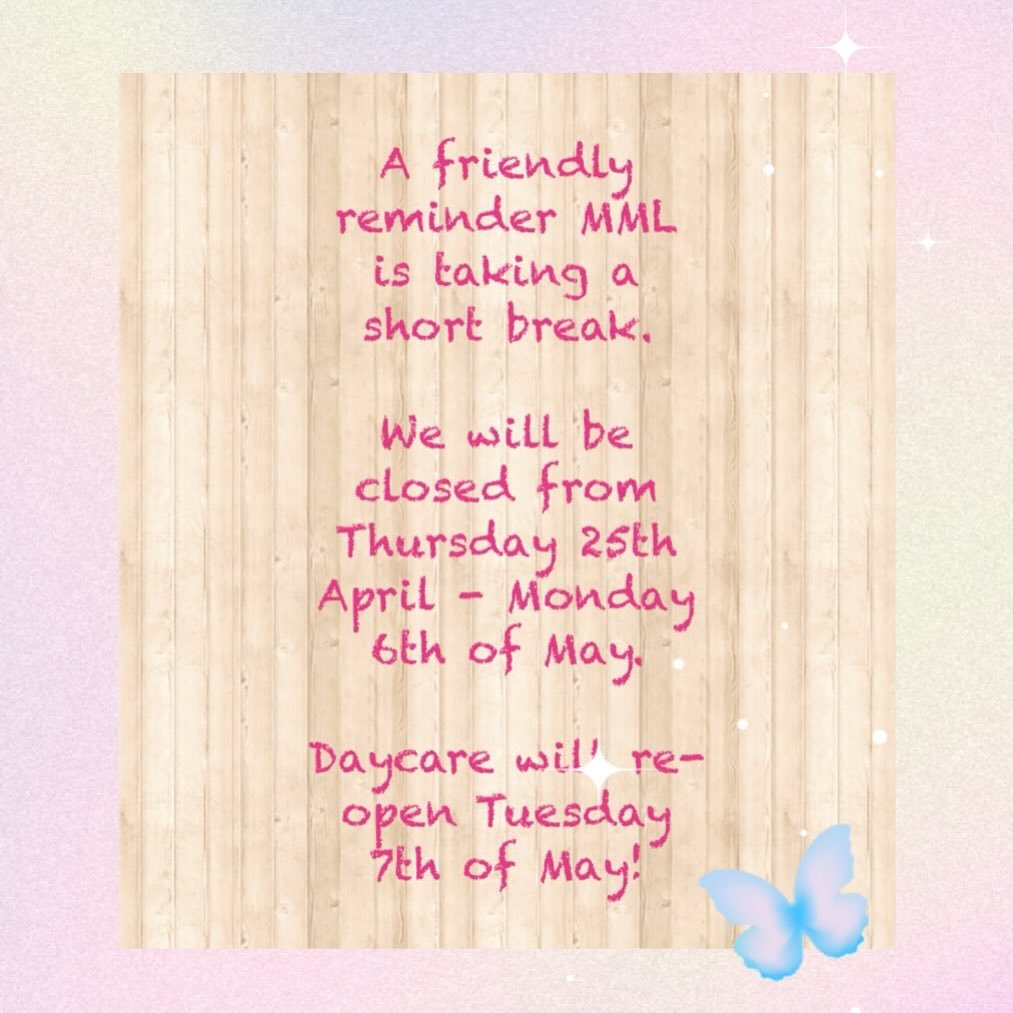 A friendly reminder to our fur friends, that we will be open 2 days next week! Yes only 2 days of FUN - Tuesday &amp; Wednesday.
We will then be taking a short break &amp; our daycare will re-open Tuesday 7th of May! 

We don&rsquo;t know who will mi