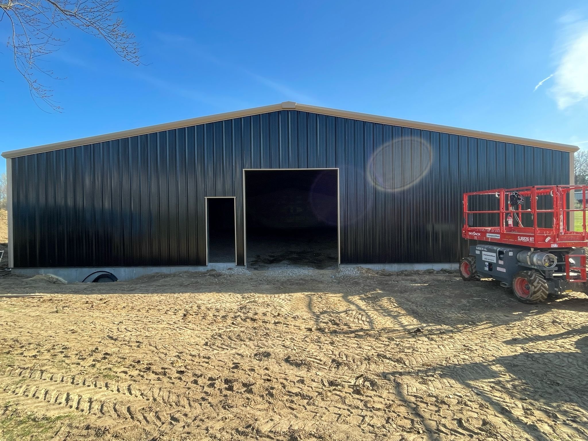 Main entrance with garage door