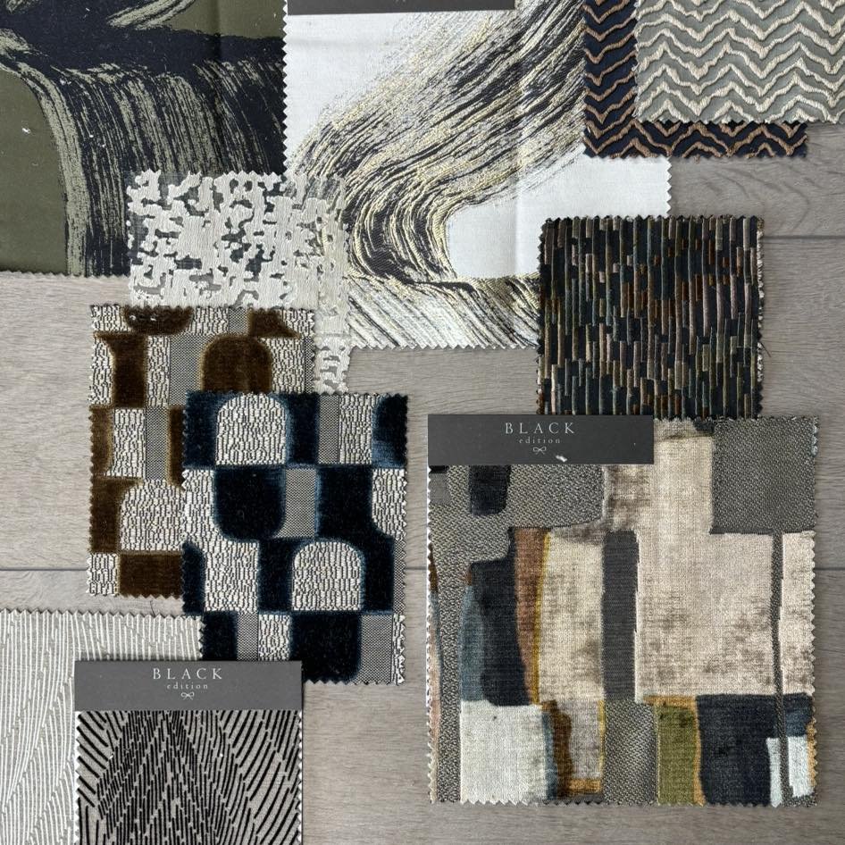 Incredible new fabrics from @blackedition_byromo ✨

Can&rsquo;t wait to incorporate some of these into designs!

Have a lovely weekend all 🤍

#bespokesoftfurnishings #luxuryhomes #bespokedesign #interiorscheme #interiorinspo #interiorfinishes #inter