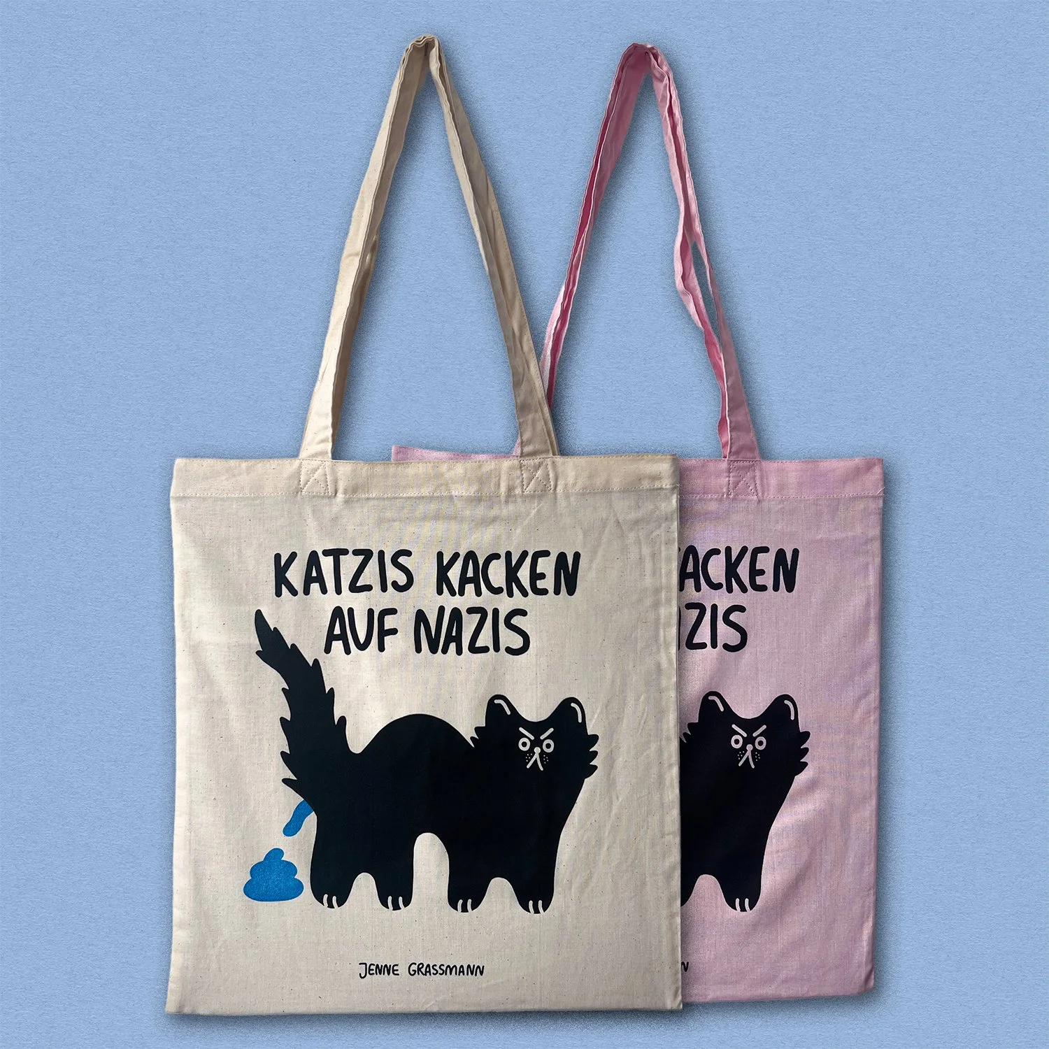 Baumwolltasche ✿ Katzis kacken auf Nazis