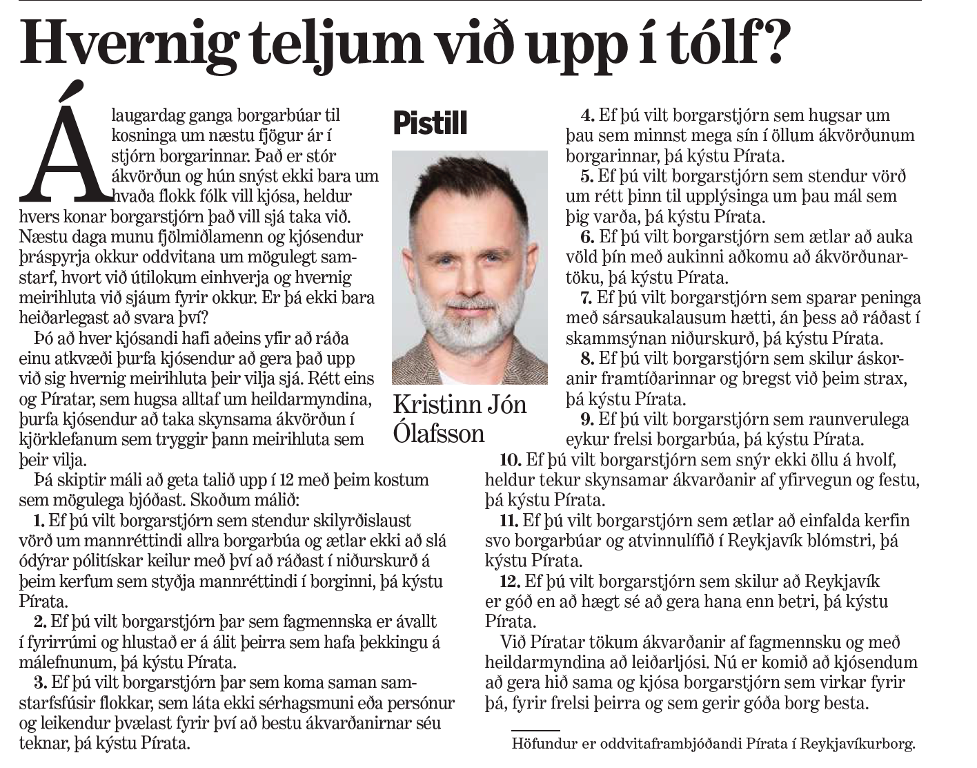 Hvernig teljum við upp í tólf?