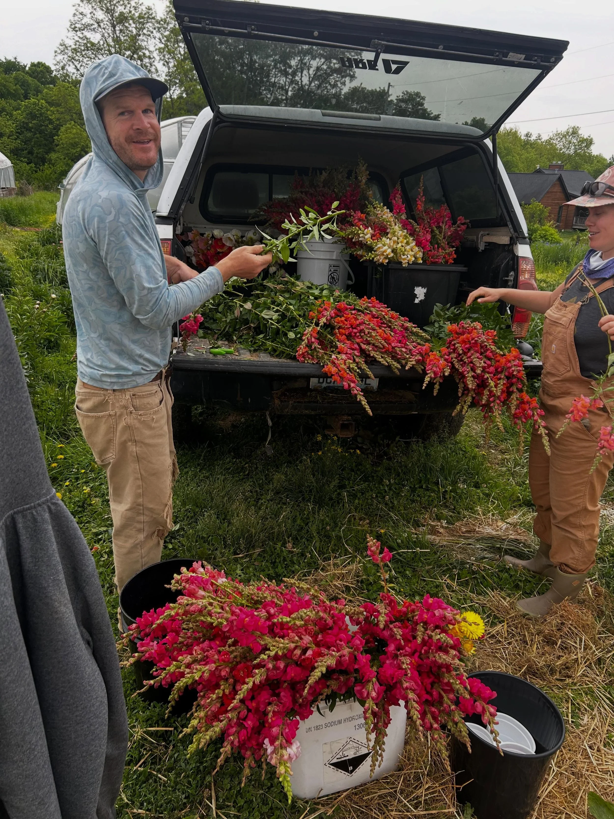Grateful for the overcast days this week that allow us to keeping cutting flowers for the mommas well past lunch time. 
Deluxe Mother&rsquo;s Day bouquets are now available for preorder in our online store. A link to &lsquo;Buy Flowers&rsquo; can be 