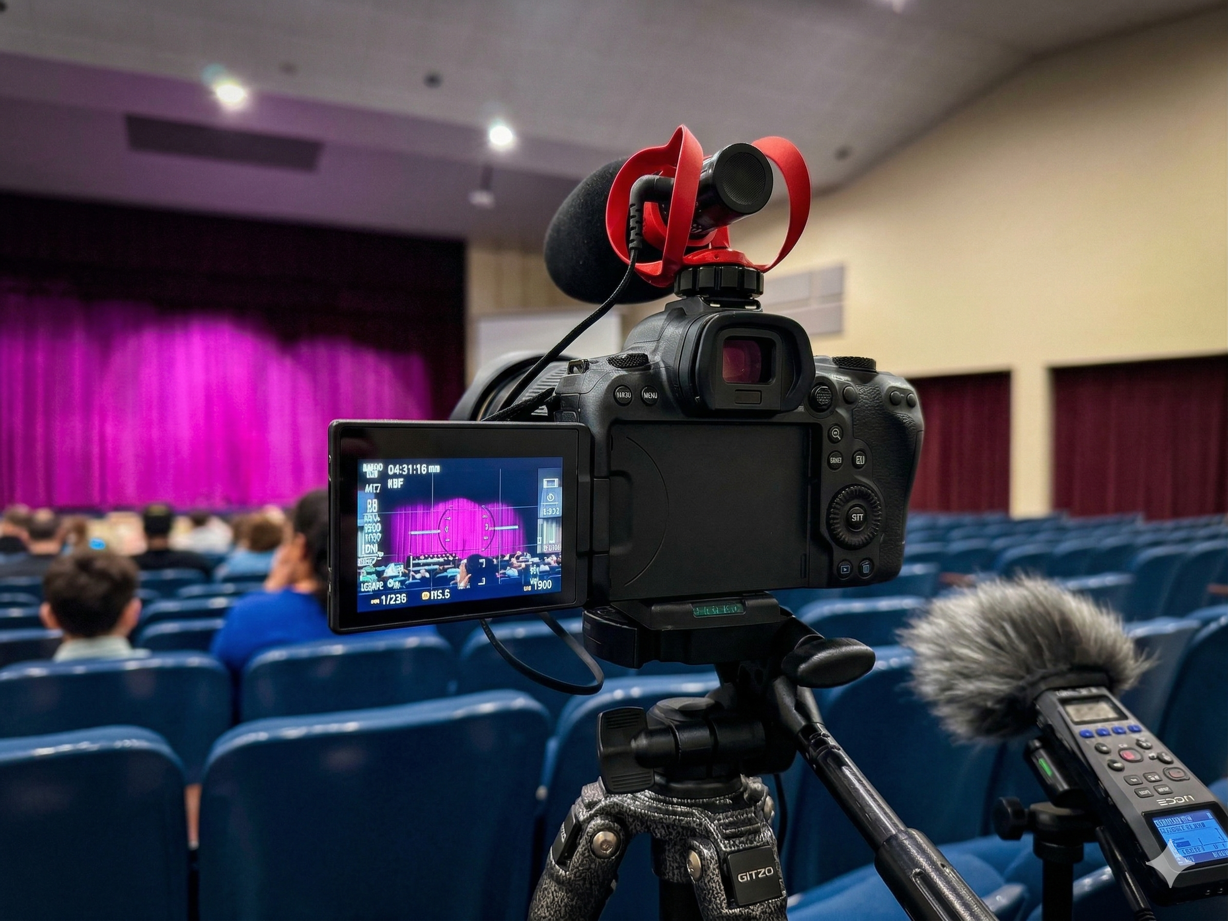 A small house with a brick chimney and a wooden deck surrounded by green trees and shrubs.