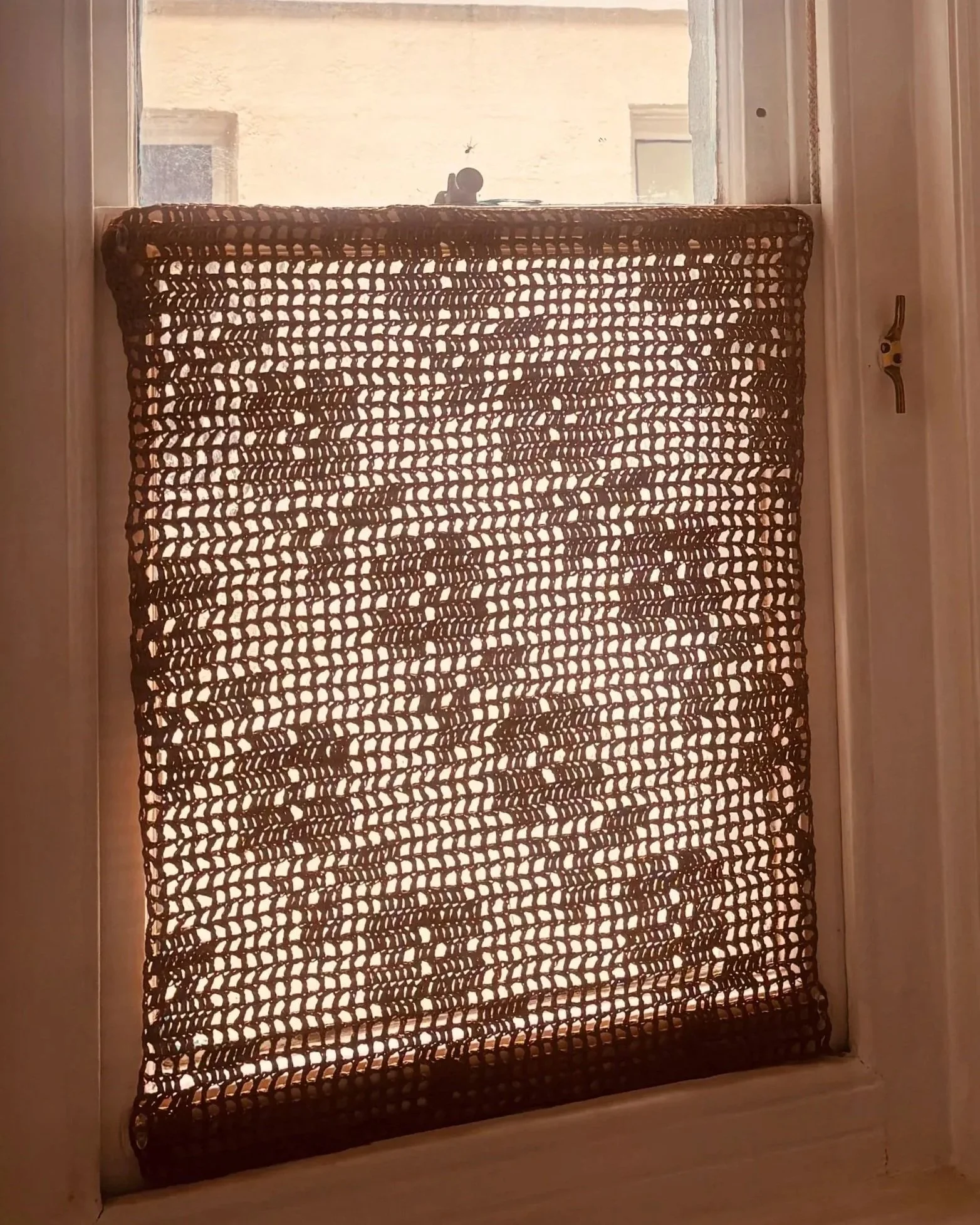 Crochet lace raffia window covering
