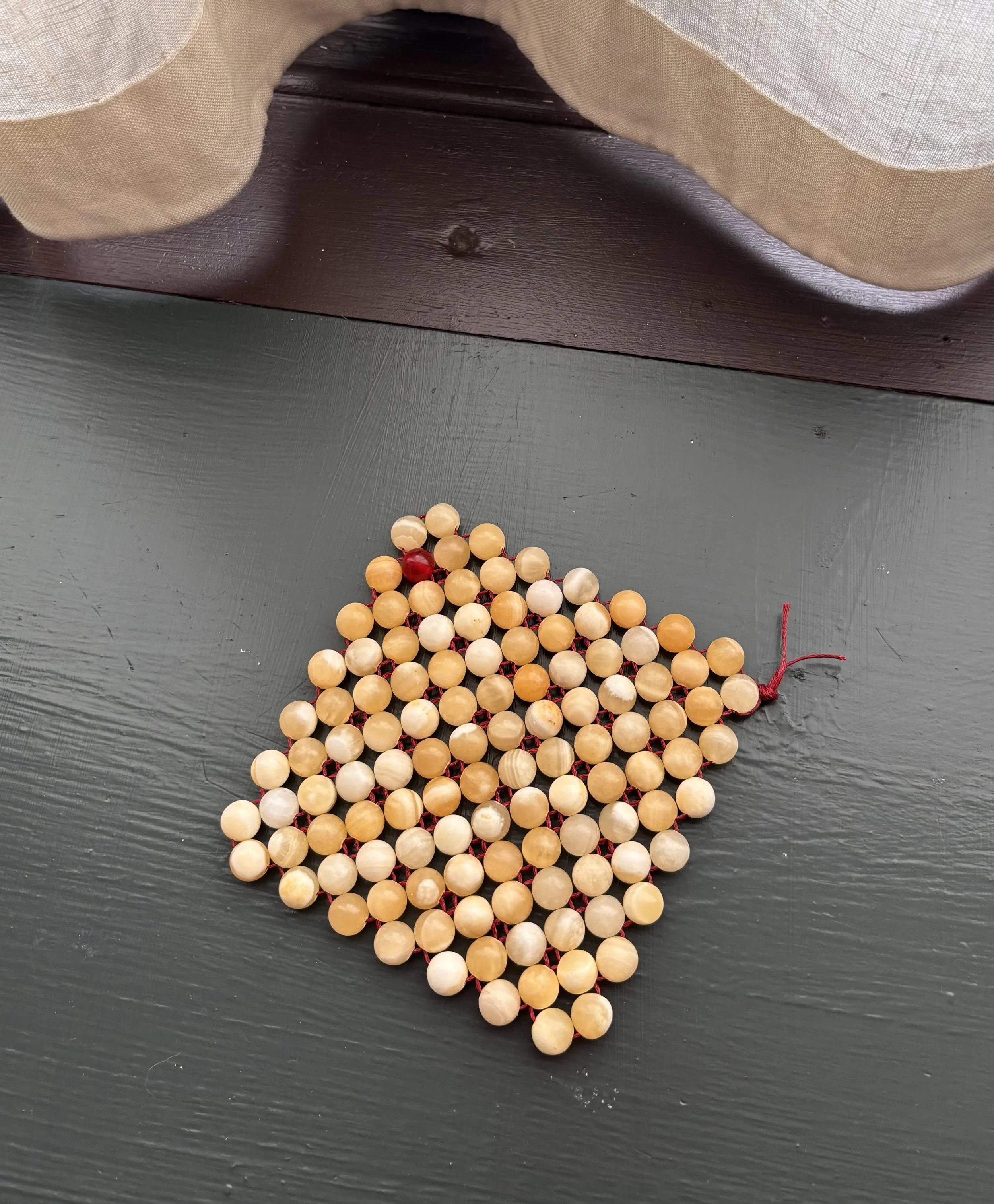 Beaded coaster-Butter Jade