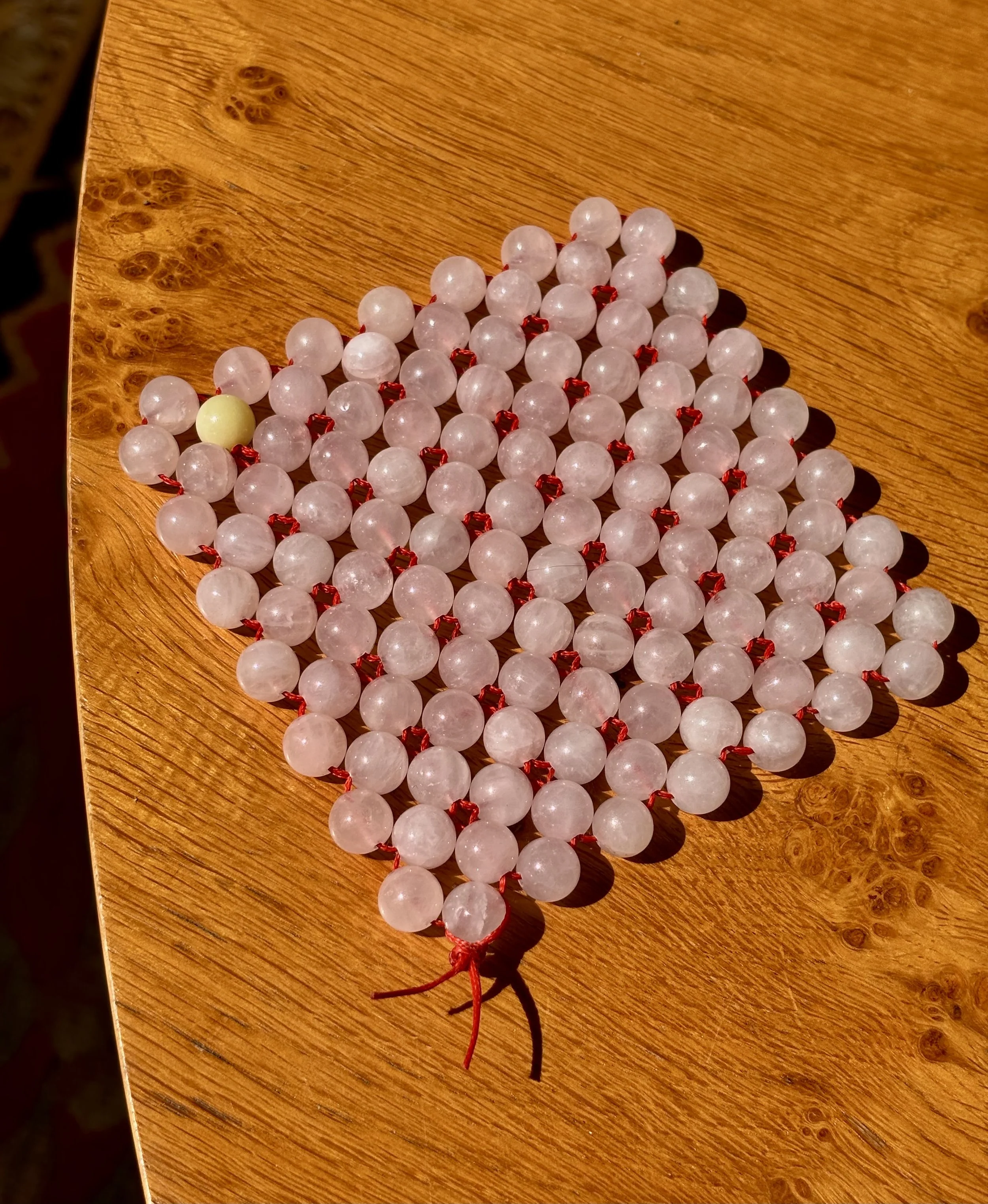 Beaded coaster- Rose Quartz
