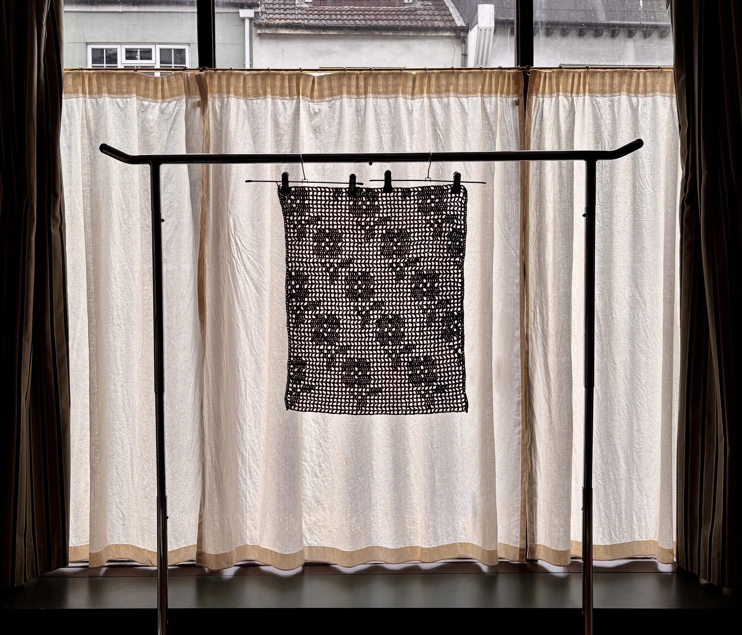 Crochet lace raffia window covering
