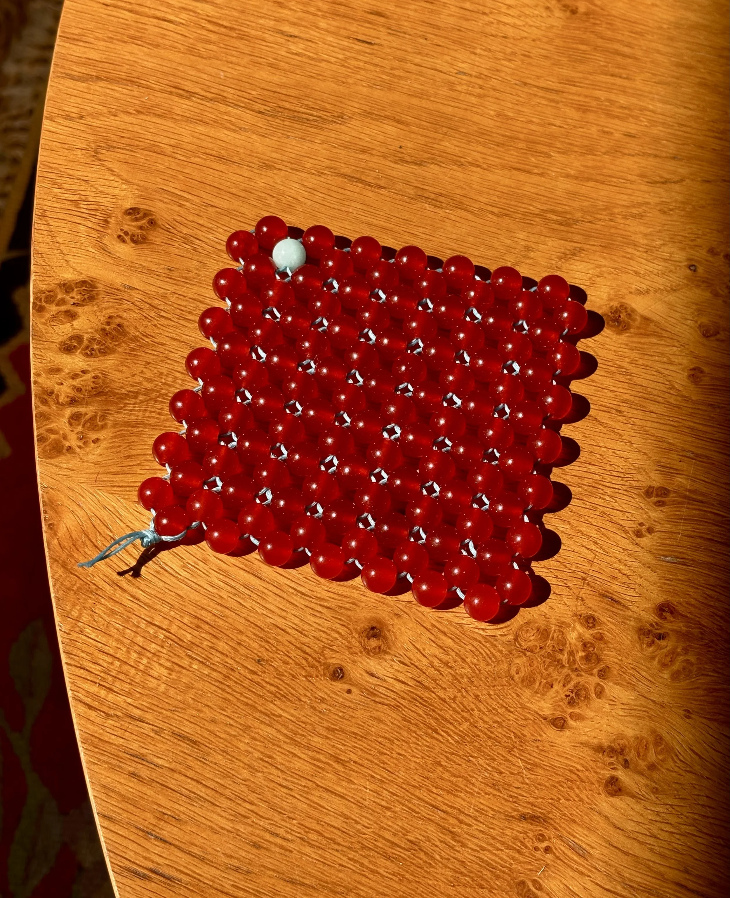 Beaded Coaster- Red Quartzite