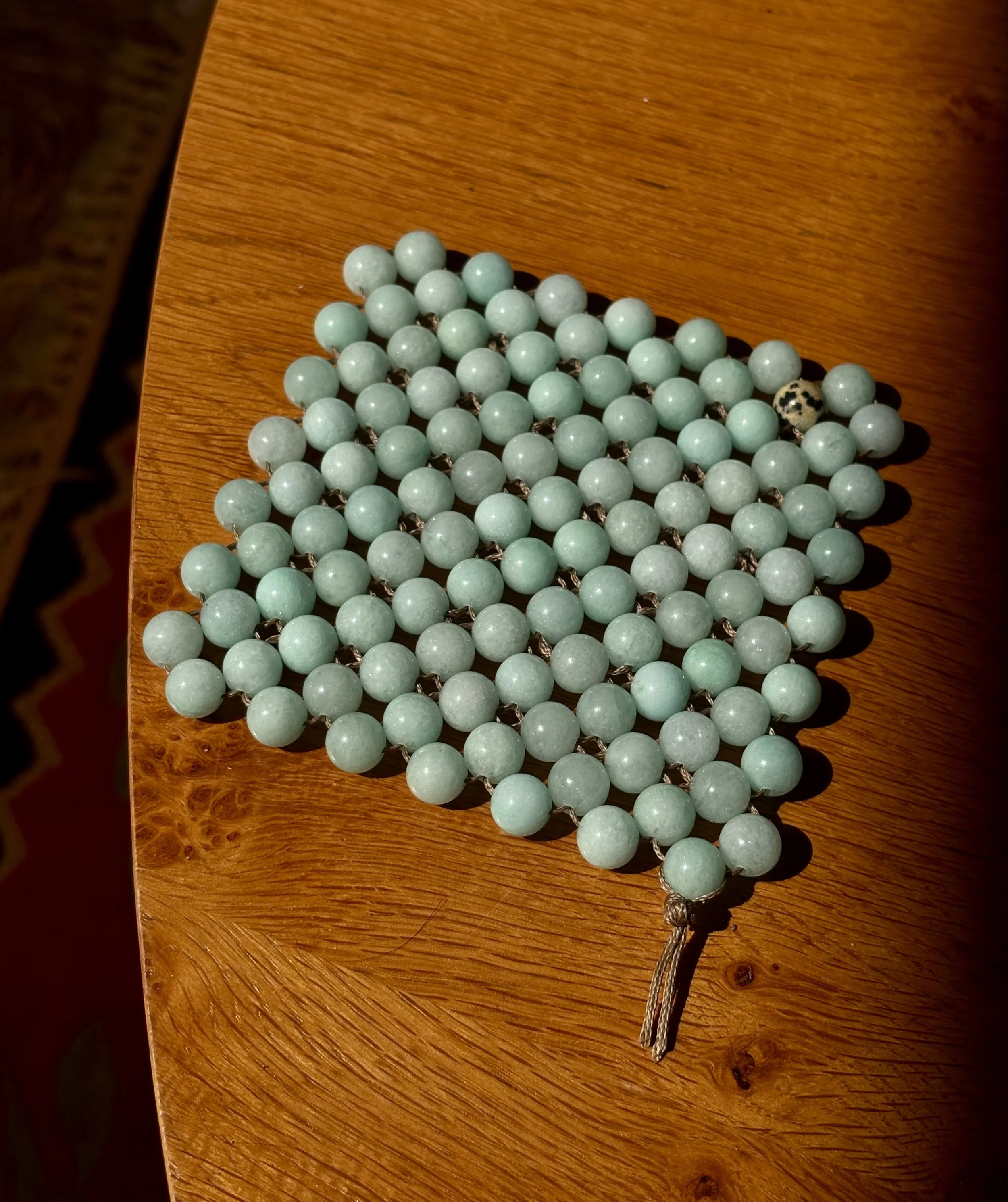 Beaded coaster- Blue Amazonite