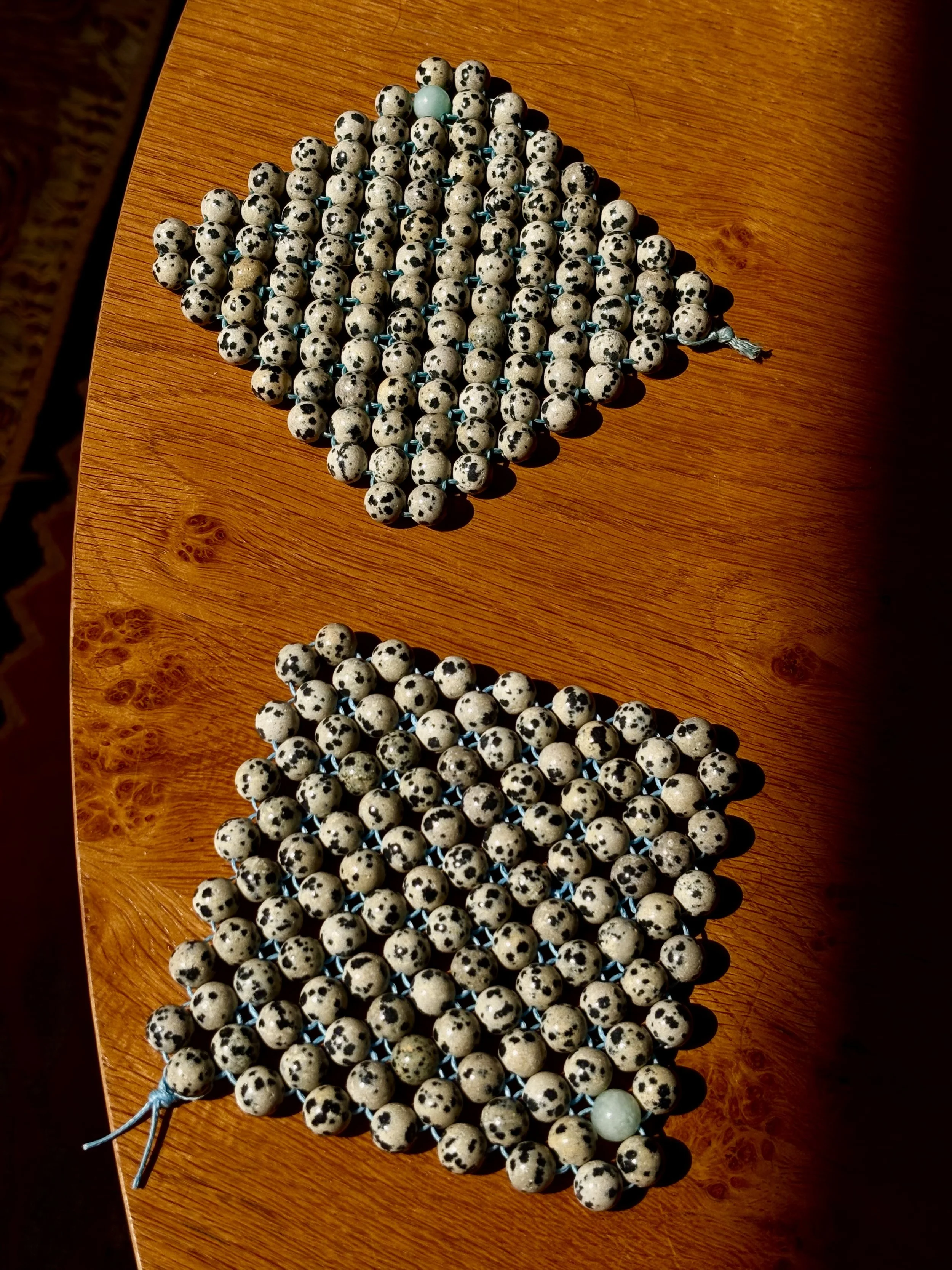 Beaded coaster- Dalmatian Jasper