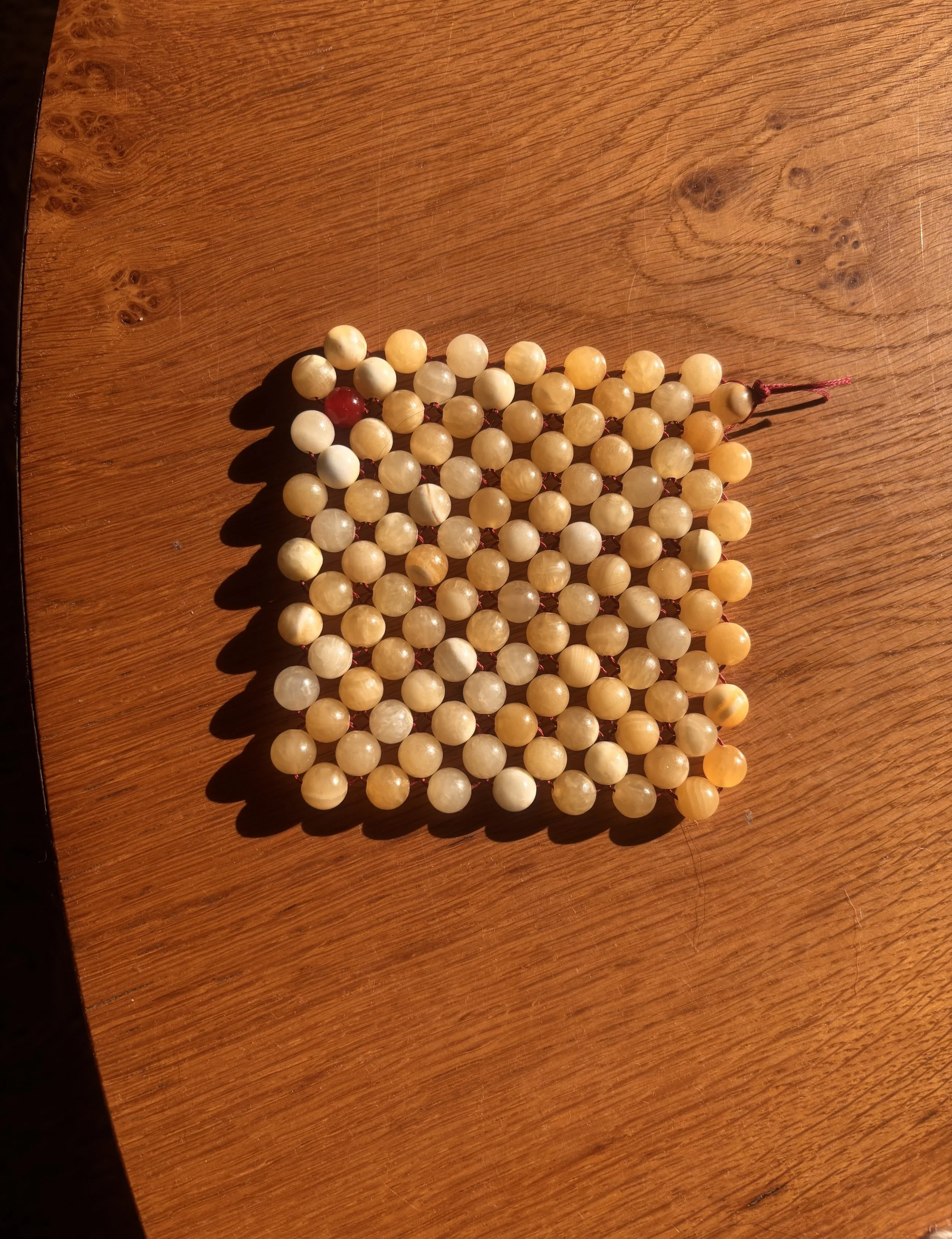 Beaded coaster-Butter Jade
