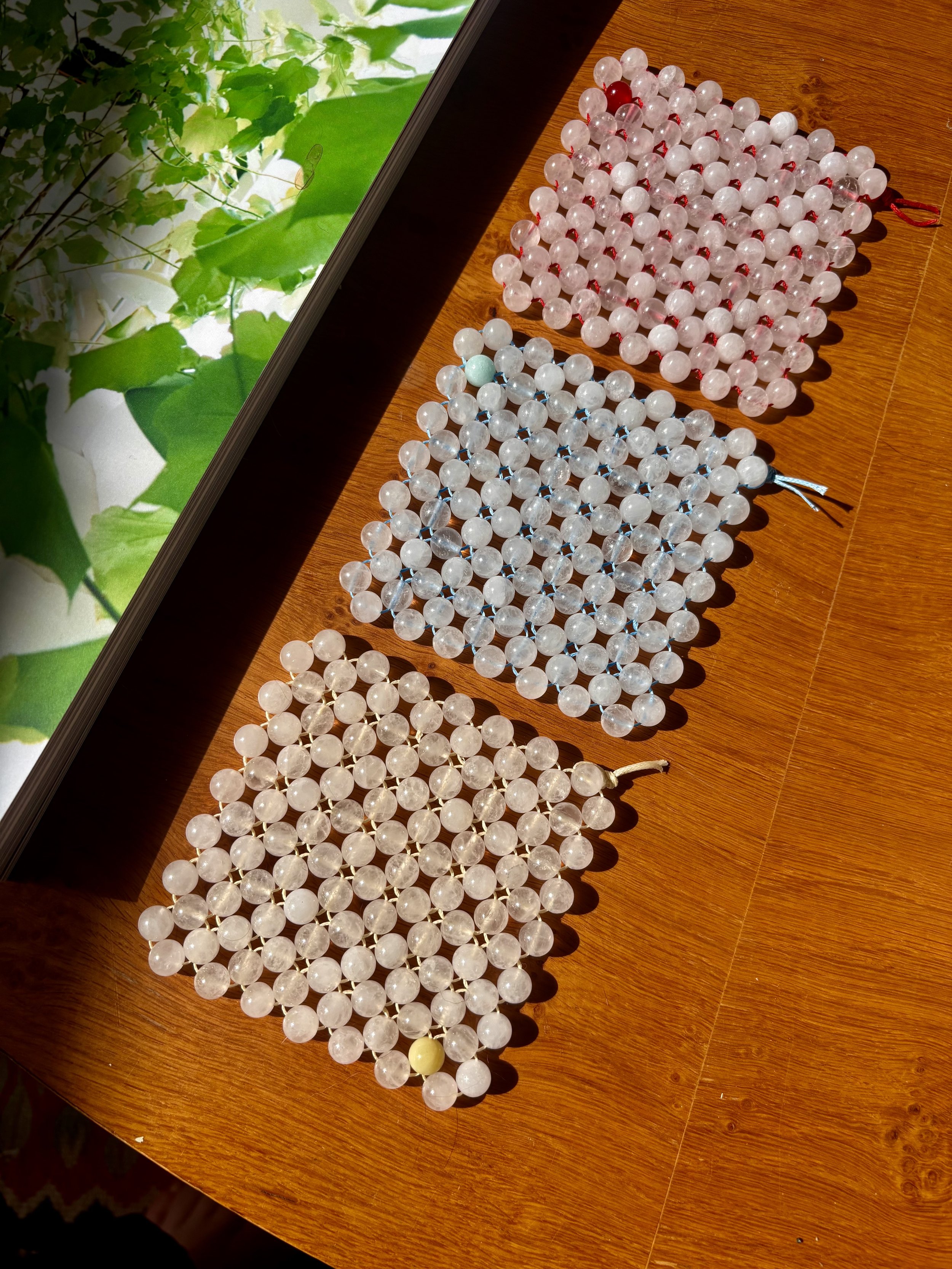 Beaded Coaster- White Jade